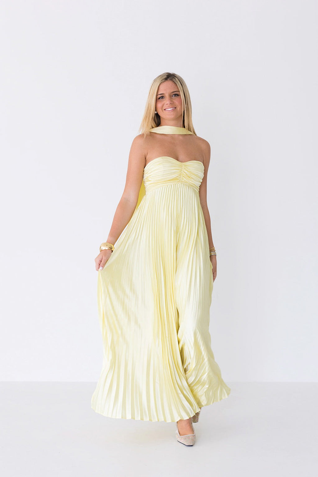 Serena Scarf Dress - Pale Yellow