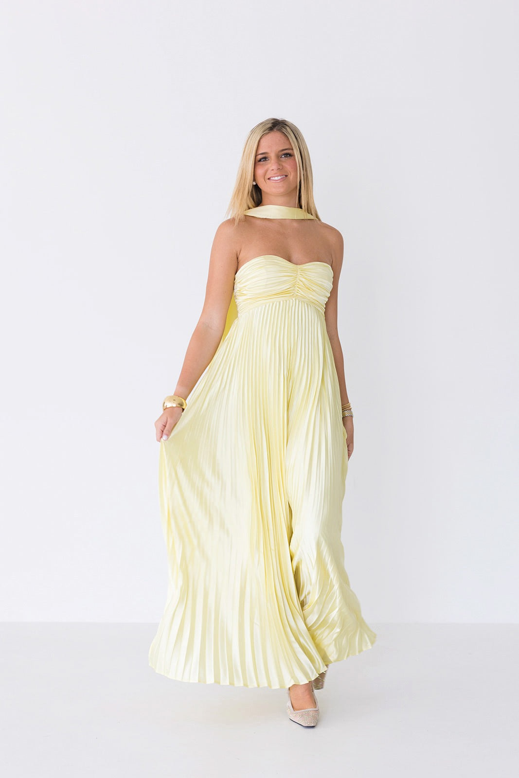 Serena Scarf Dress - Pale Yellow