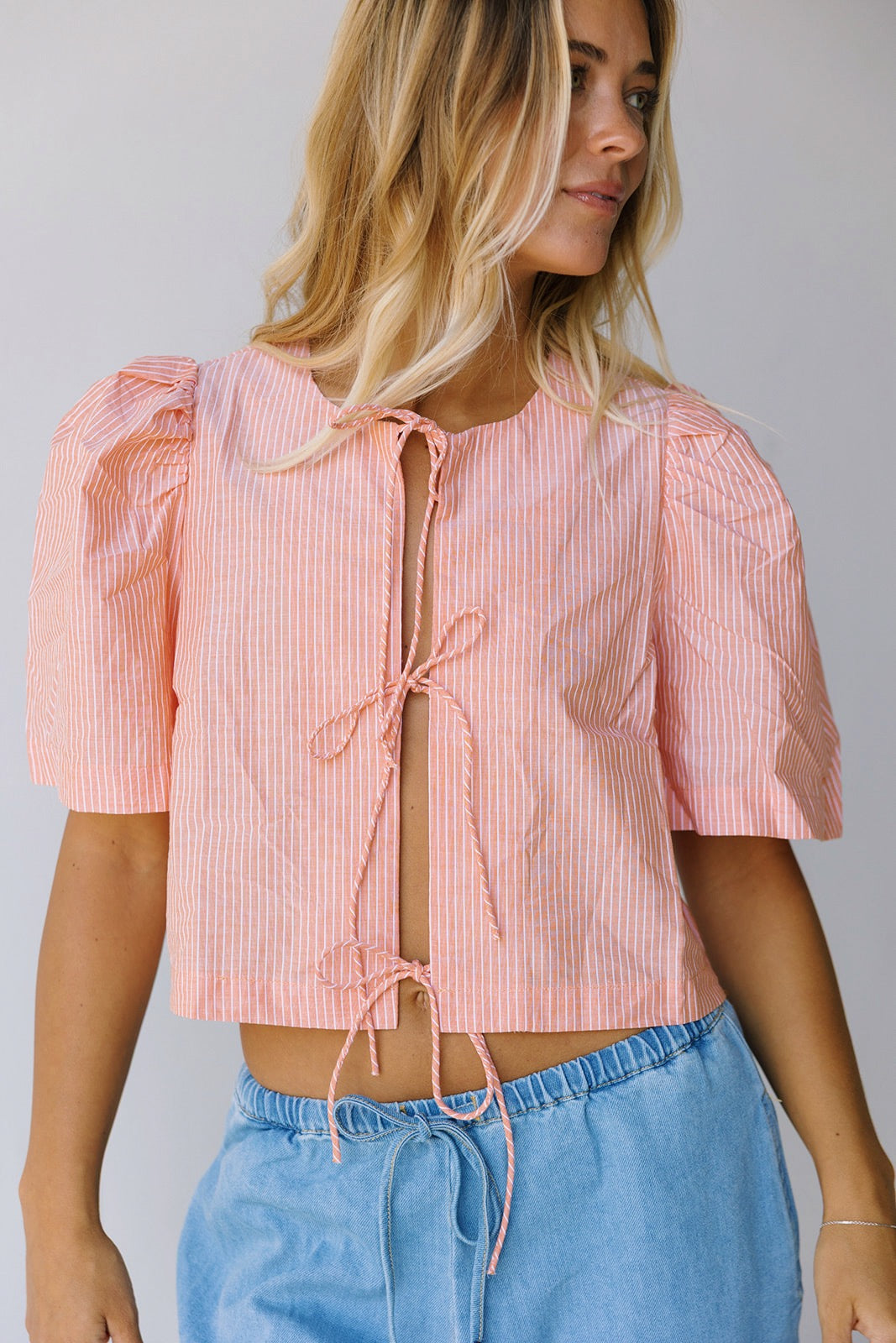Lori Puff Sleeve Top - Orange