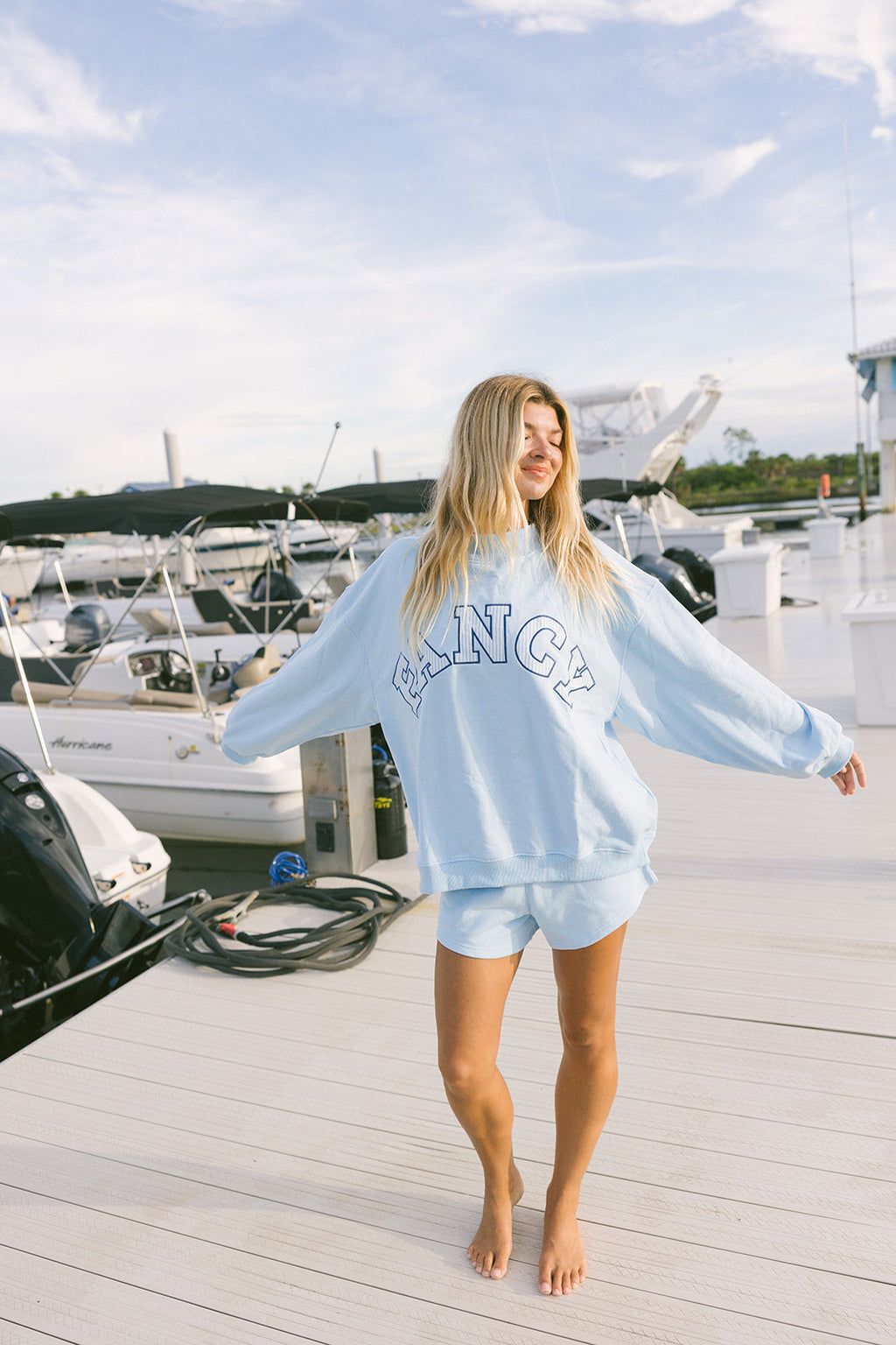 Fancy French Terry Shorts - Malibu Blue