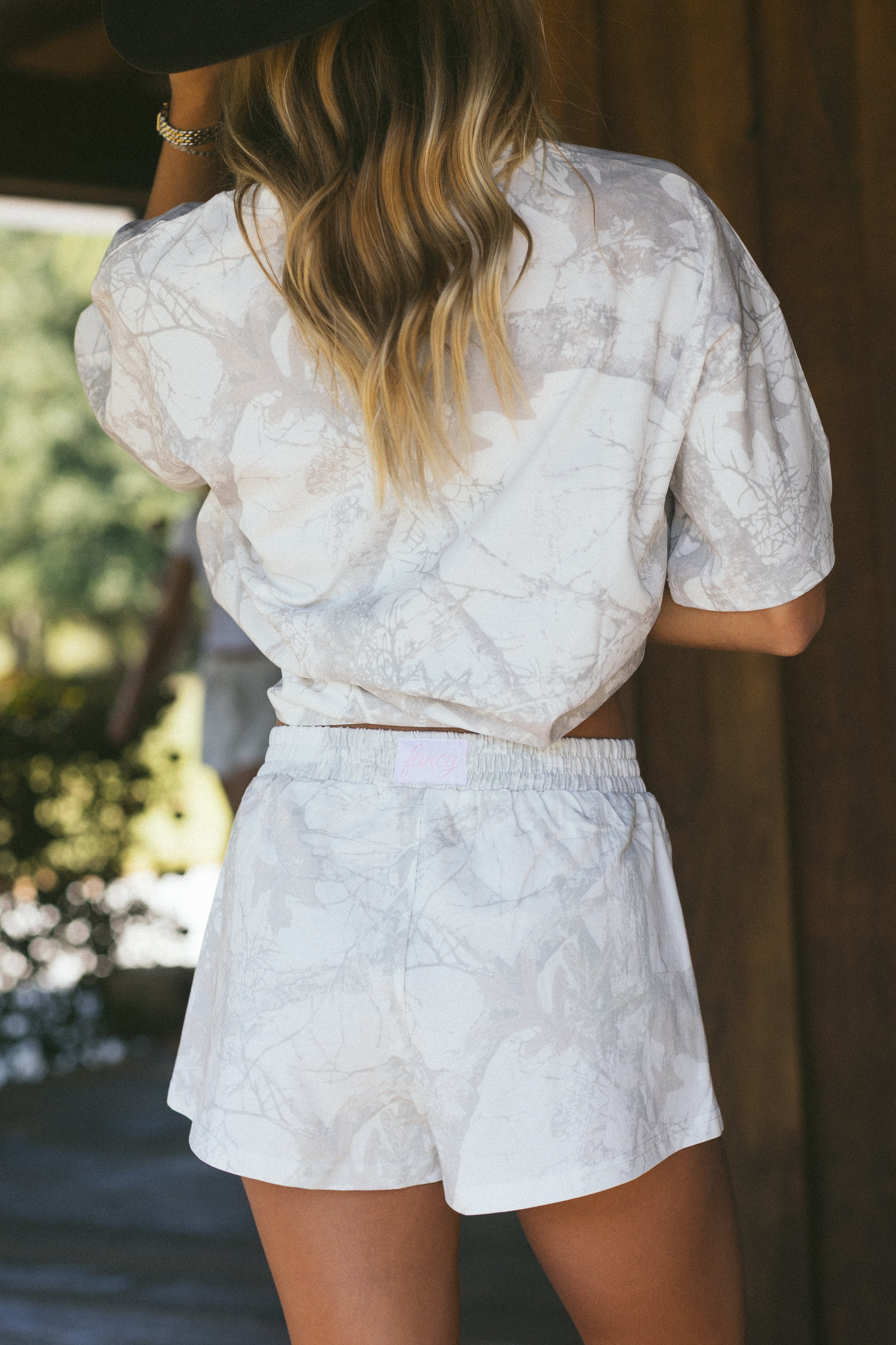 Fancy Button Shorts - White Camo (PREORDER)