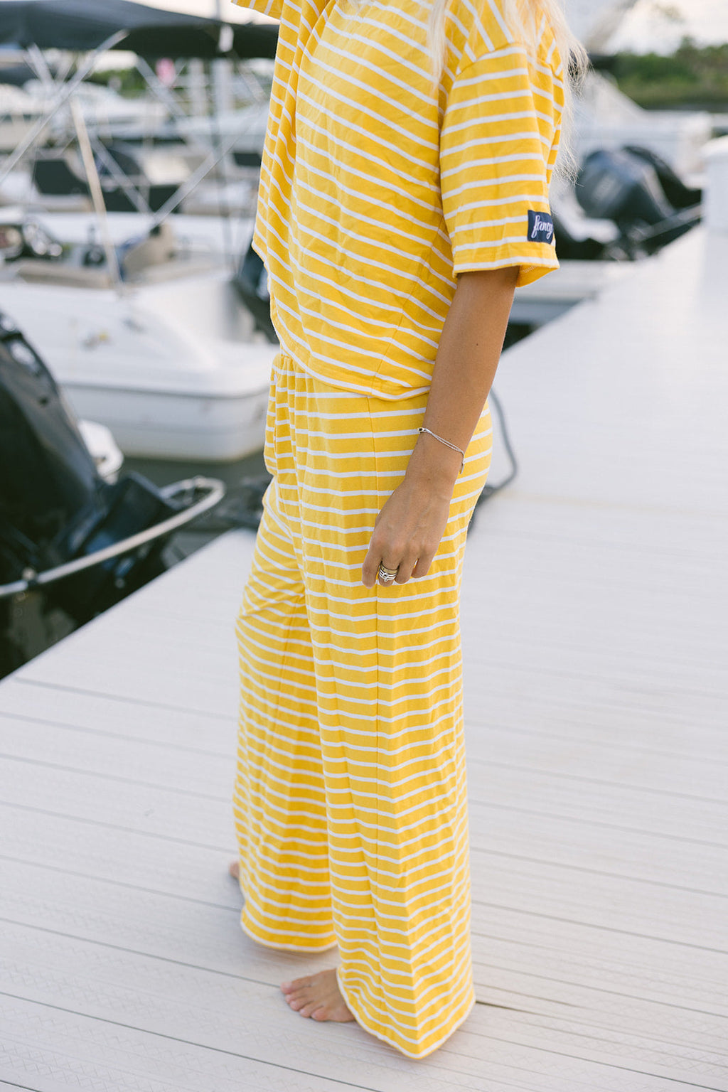 Fancy Striped Button Pants - Malibu Golden Yellow