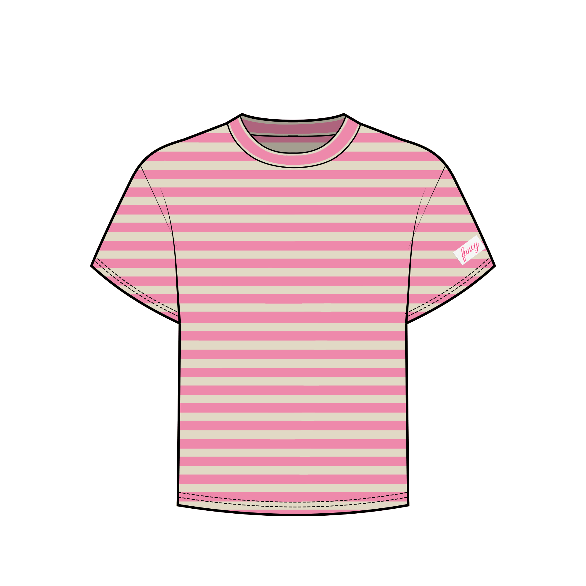 Fancy Striped Short Sleeve Top - Hibiscus/Cream