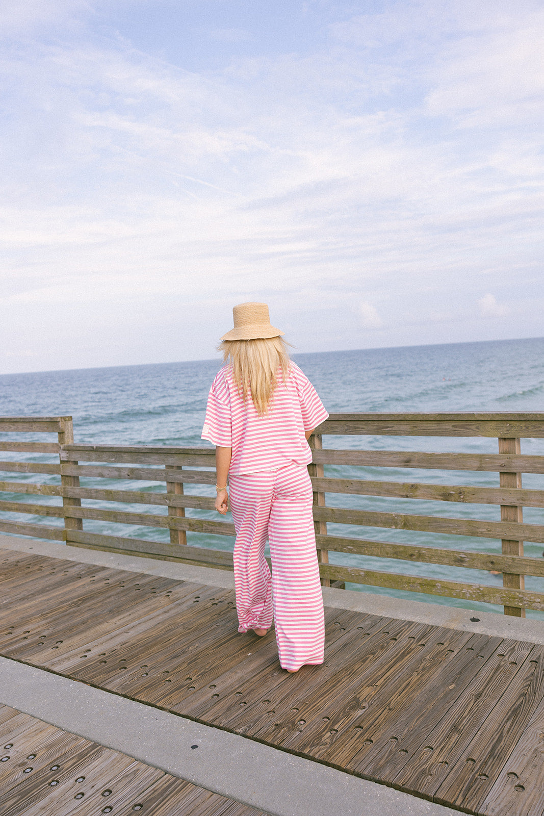 Fancy Buttoned Striped Short Sleeve Top
