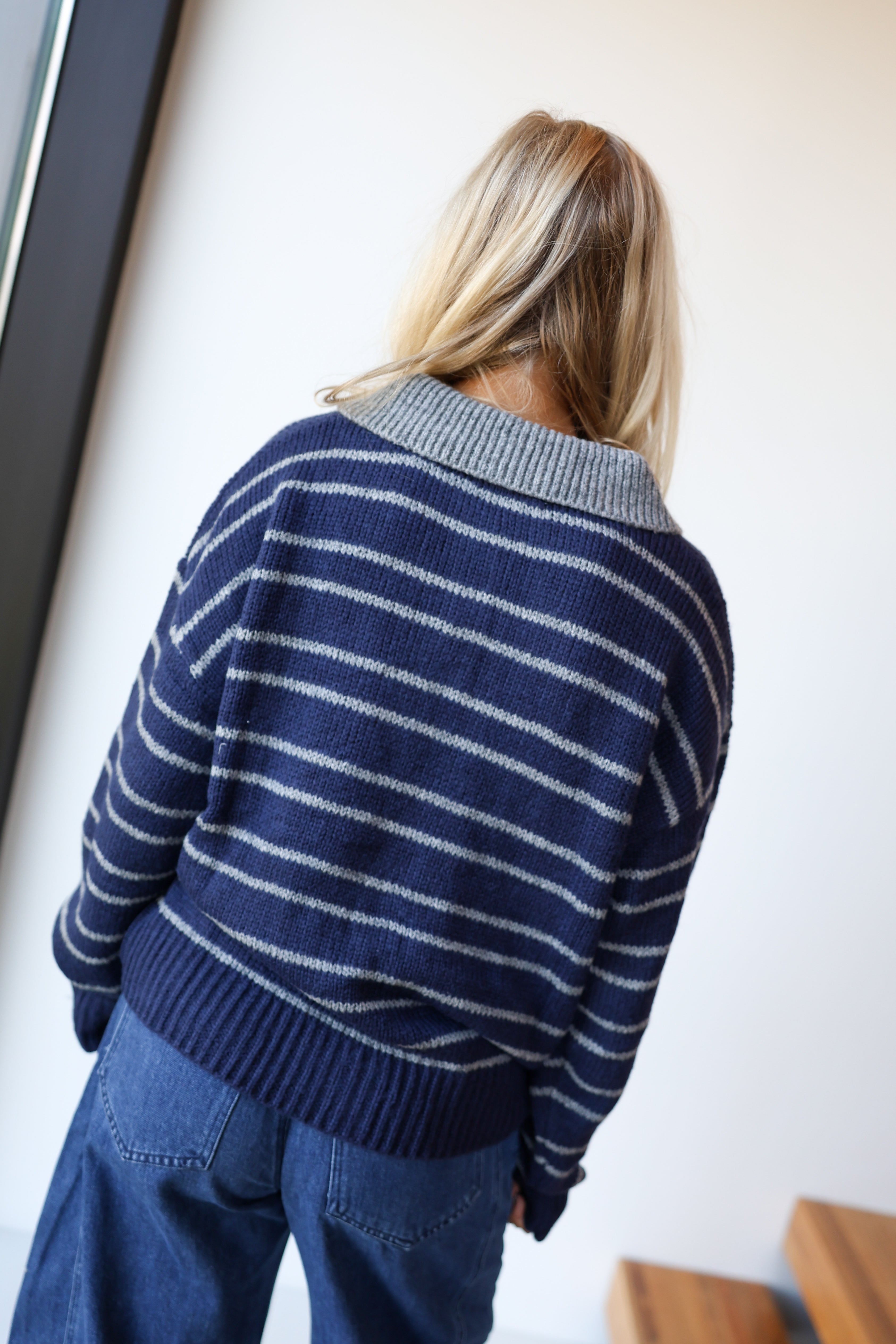 Deanna Striped Sweater - Navy