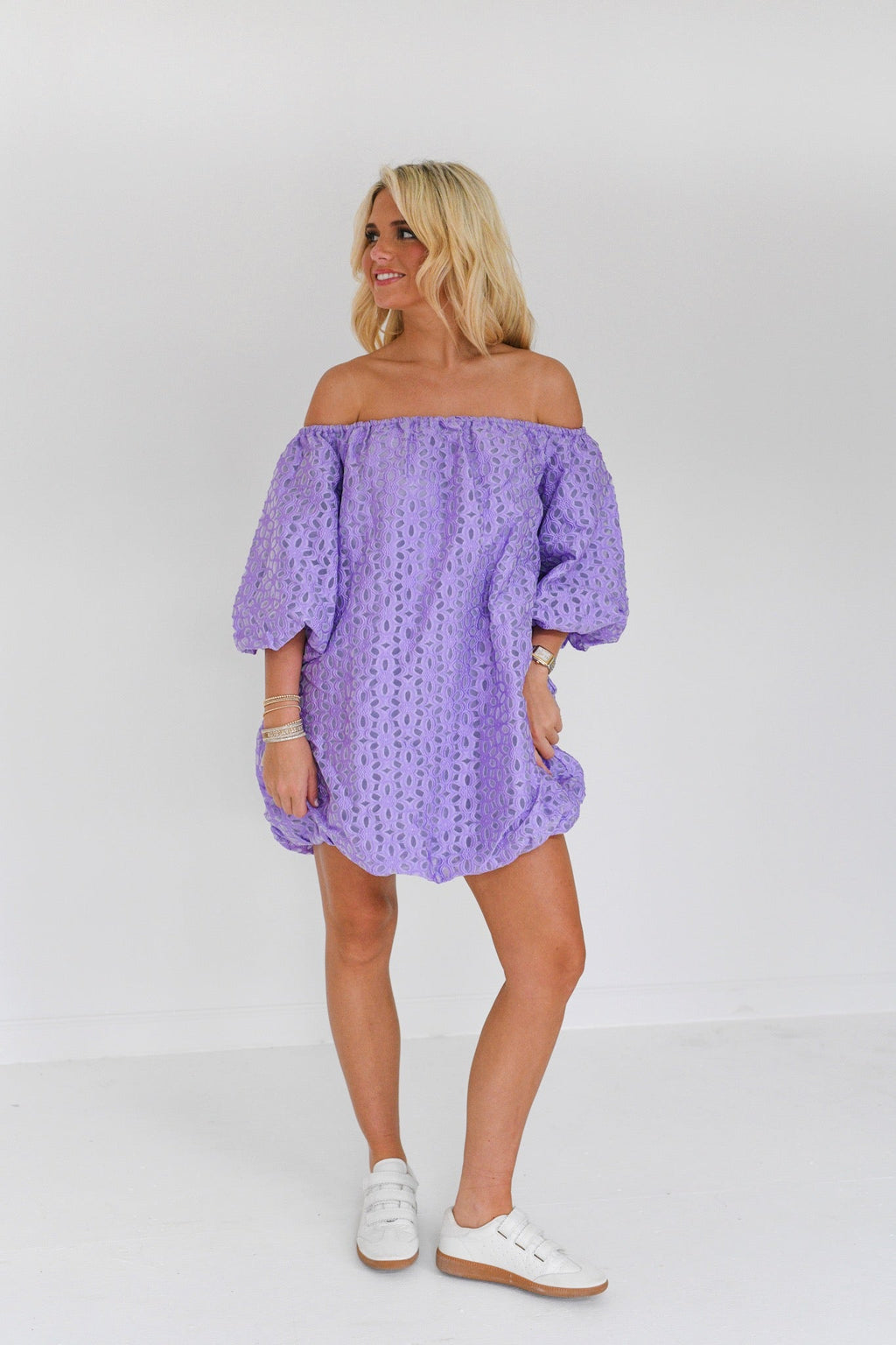 Lola Strapless Bubble Mini Dress - Purple