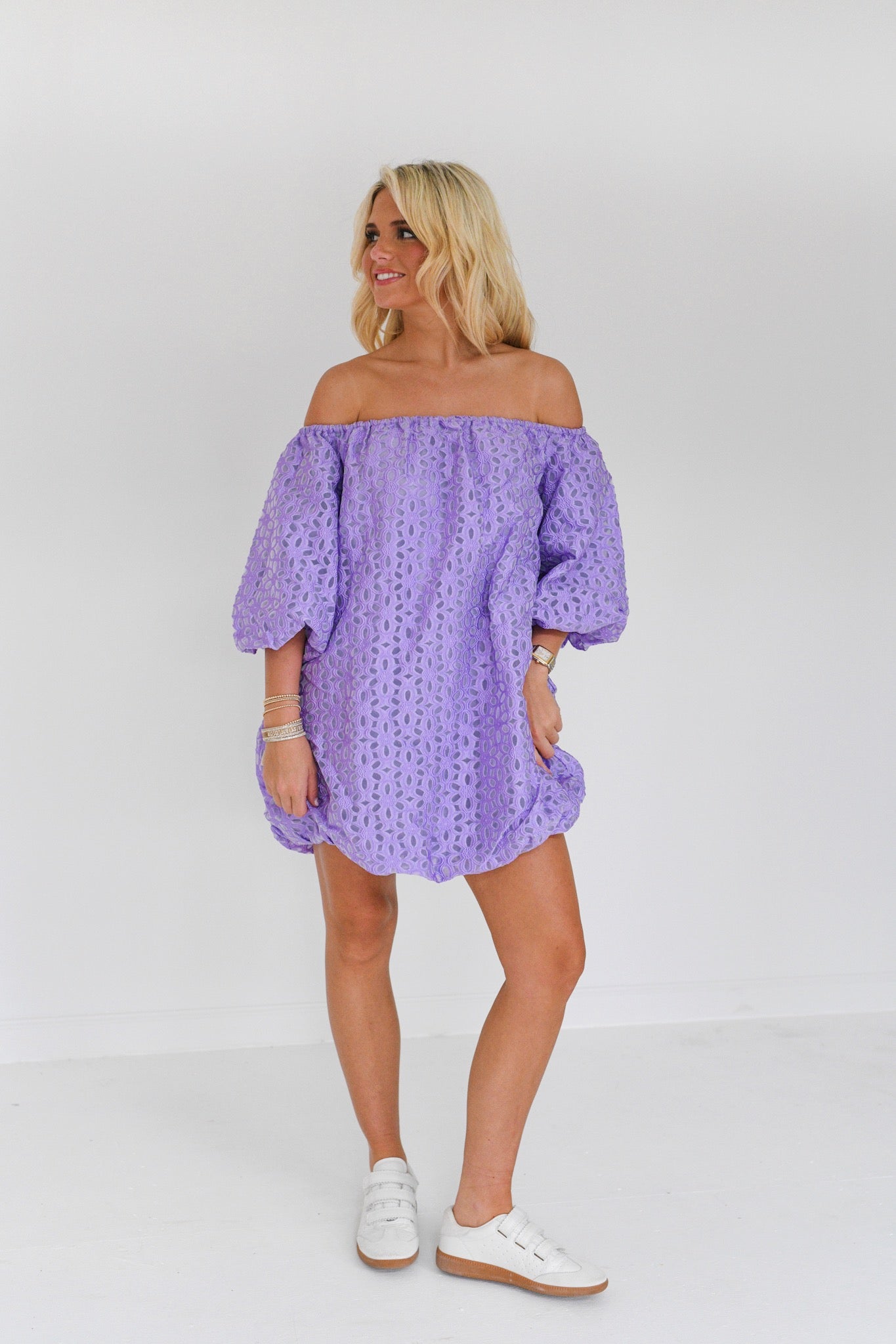 Lola Strapless Bubble Mini Dress - Purple