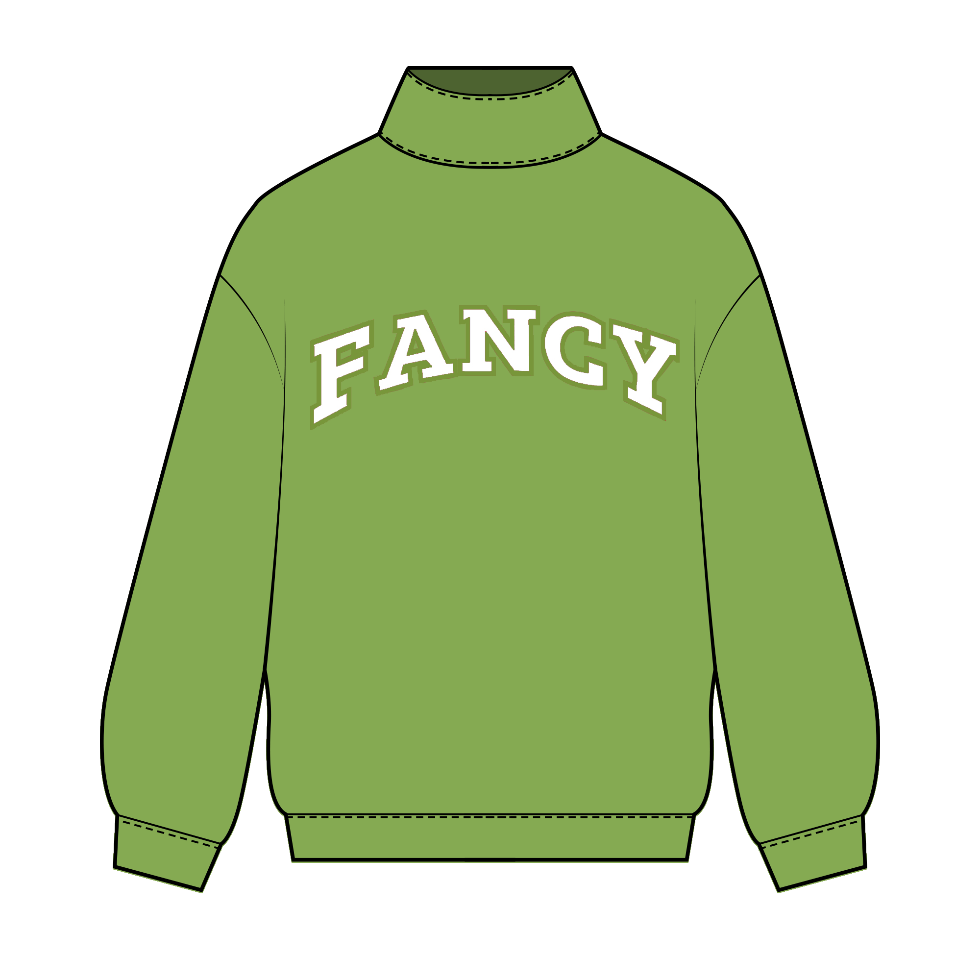 Fancy Oversized Fleece Mockneck - Palm/White