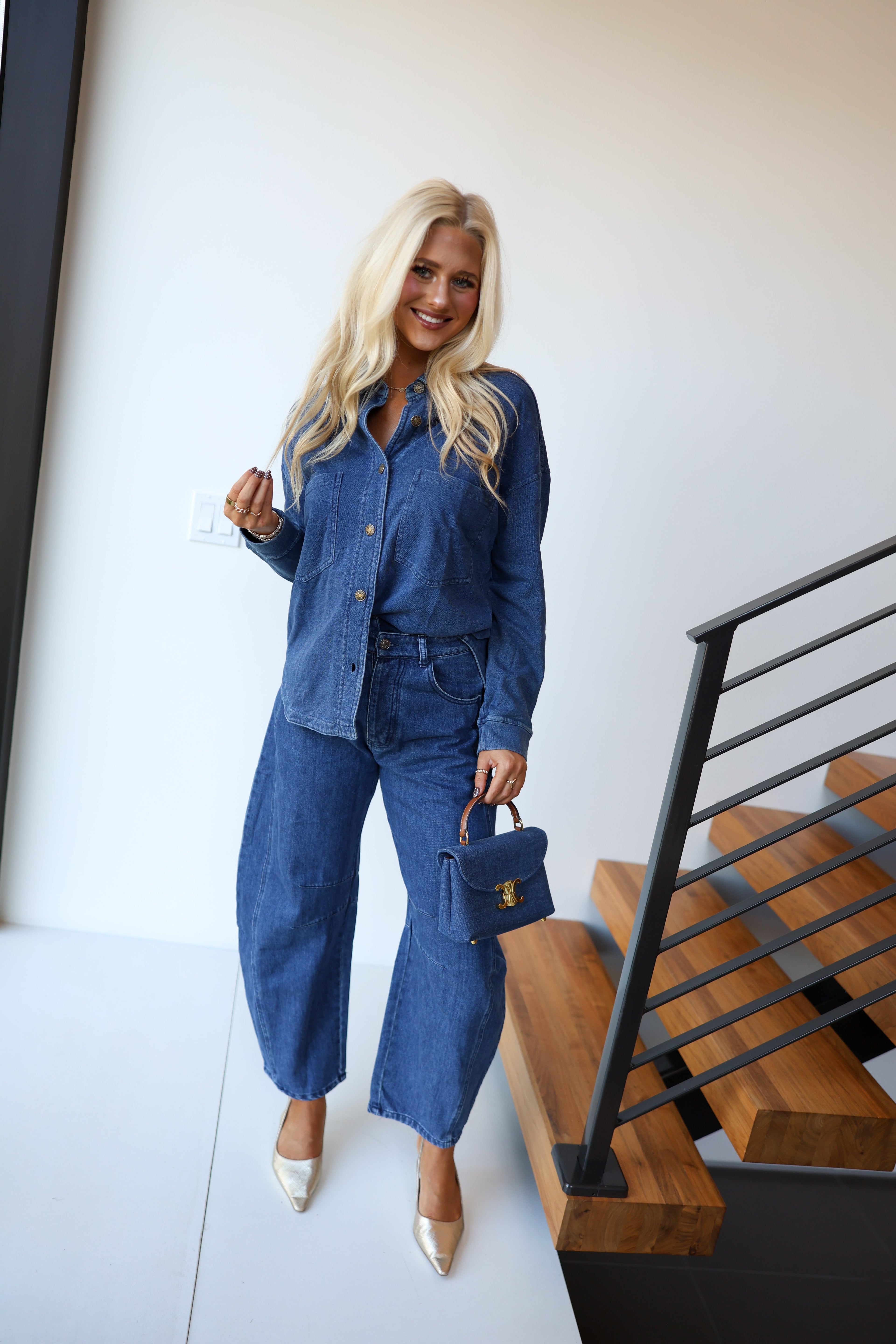 Dani Denim Button Down Top - Denim