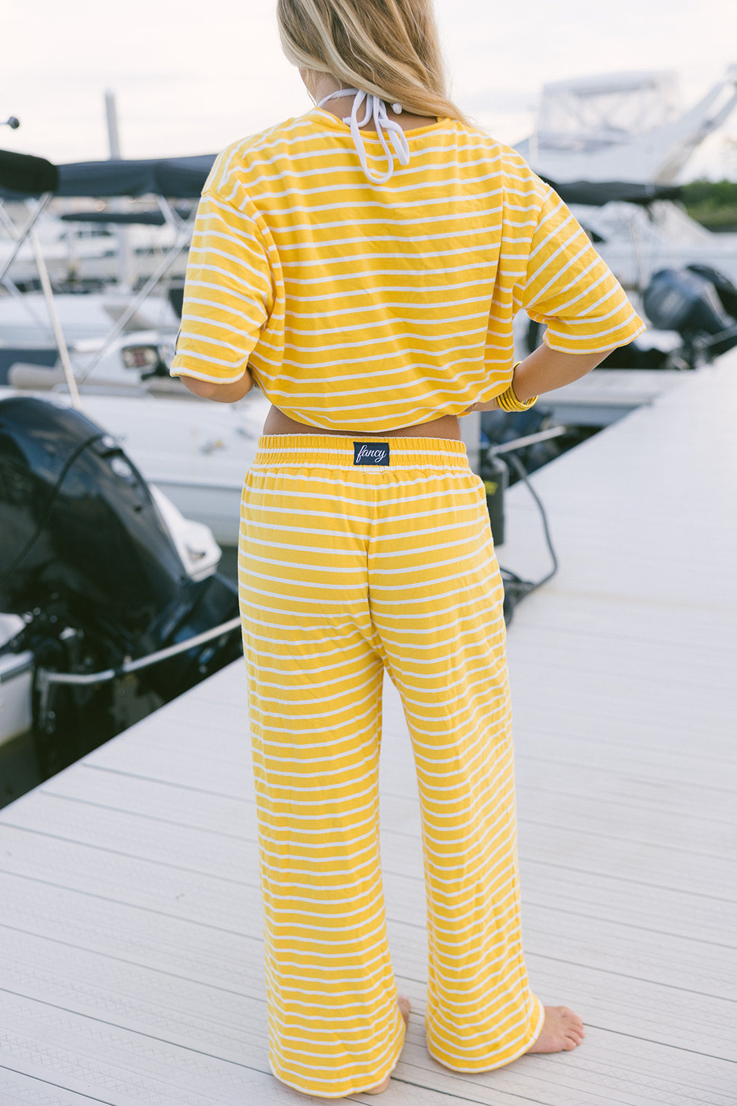 Fancy Striped Button Pants - Malibu Golden Yellow