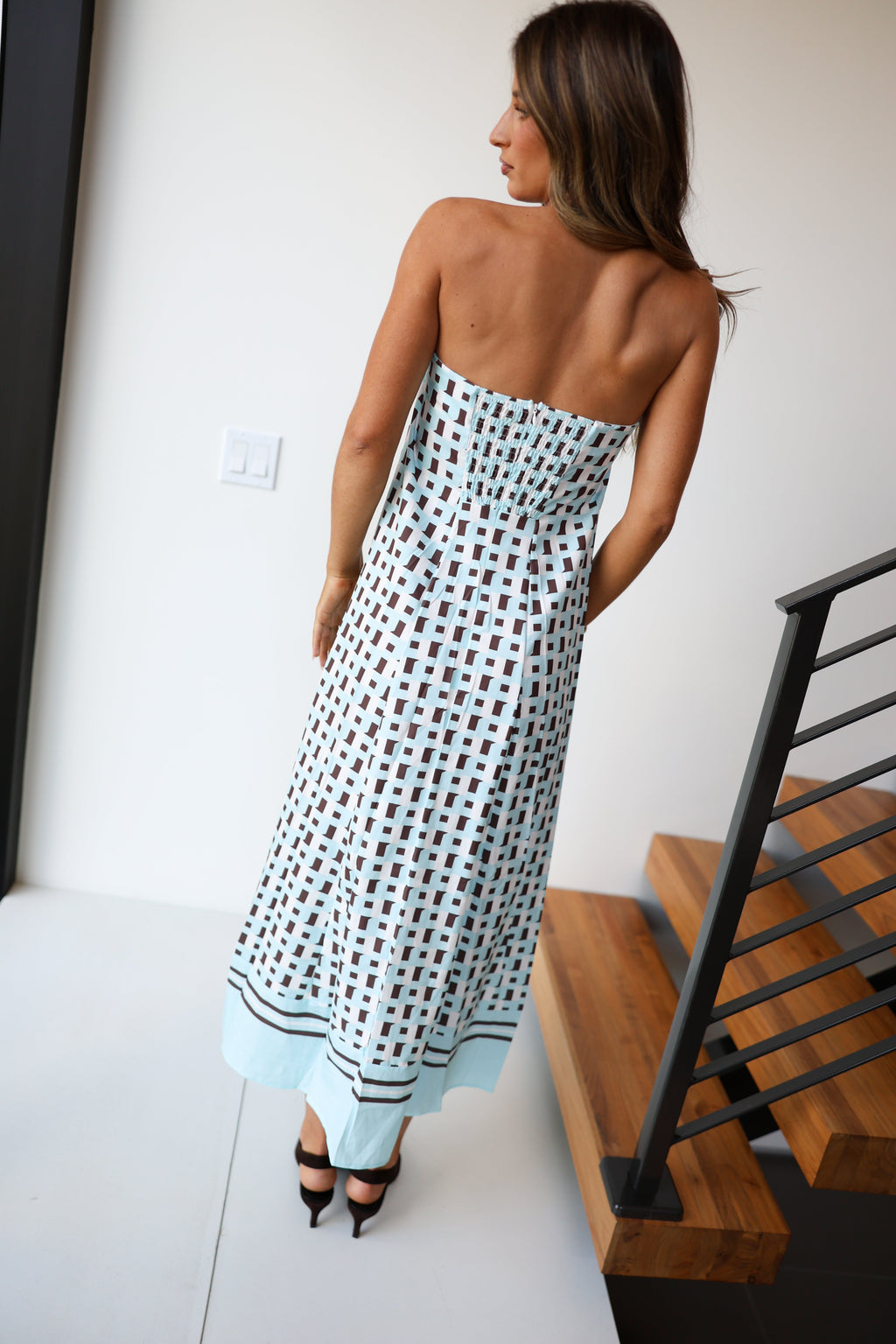 Heather Strapless Maxi Dress - Brown/Blue