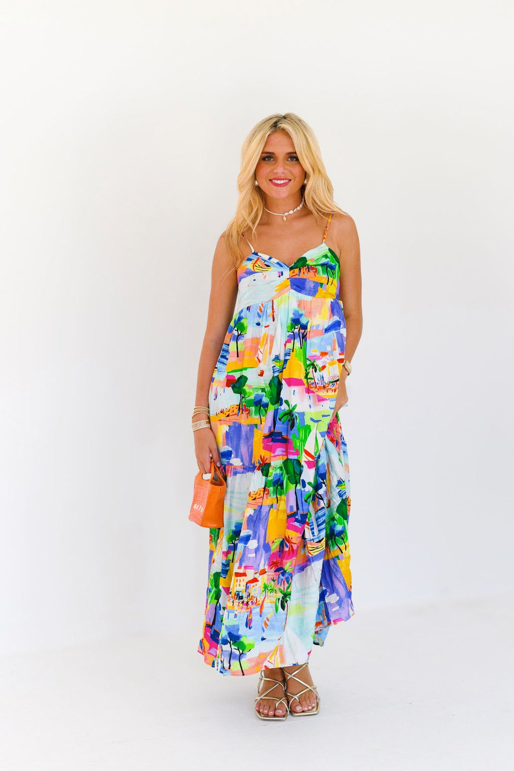 Evita Summer Maxi Dress - Blue Multi