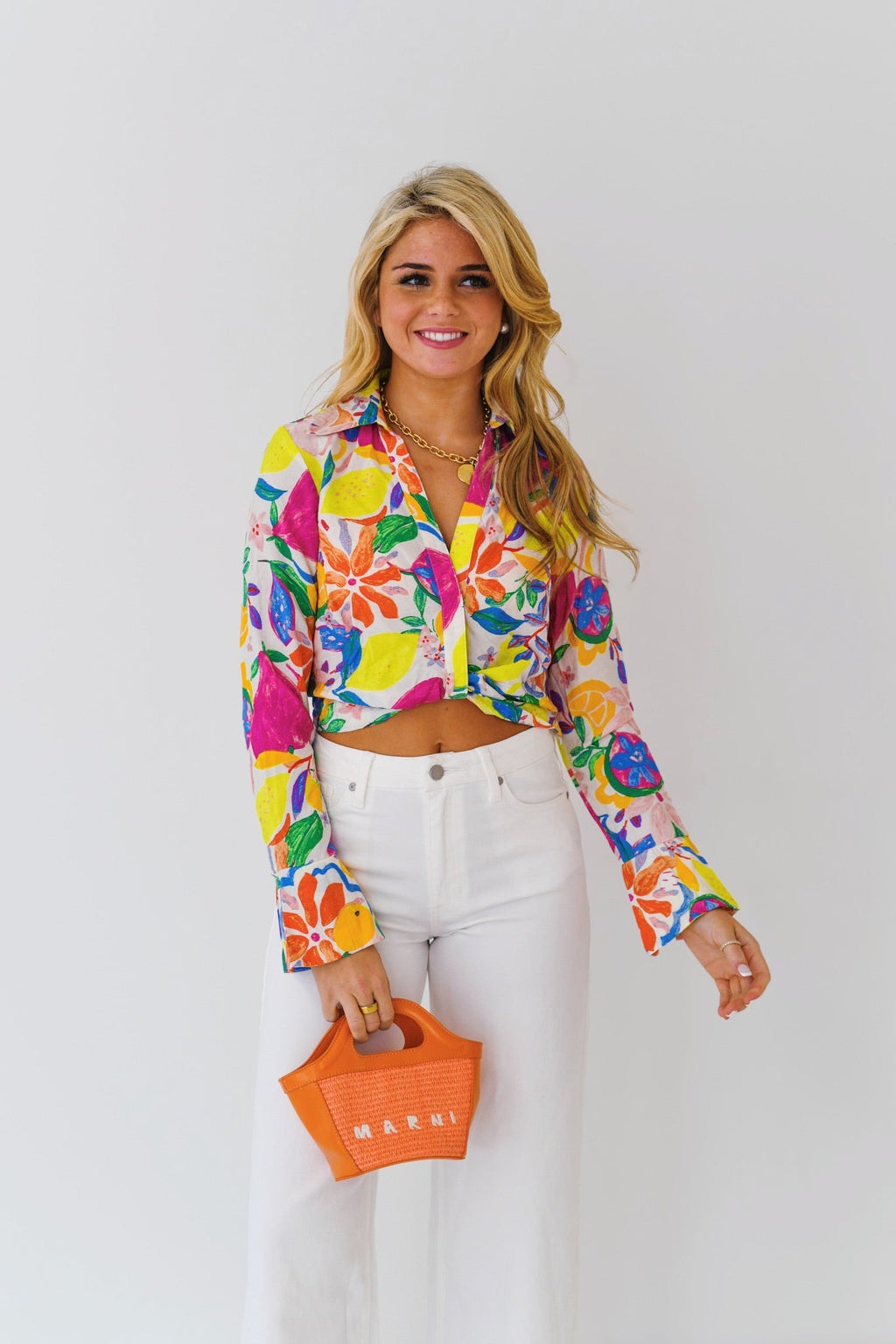 Becca Tropical Print Crop Top-Multi