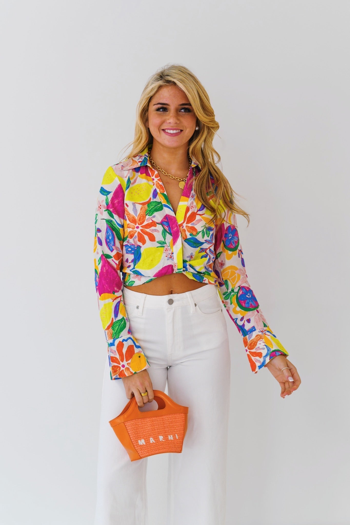 Becca Tropical Print Crop Top-Multi
