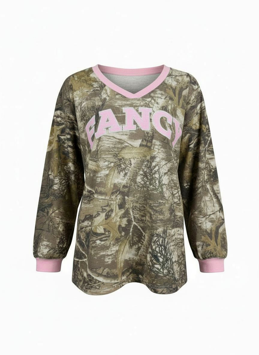 Fancy V-Neck Long Sleeve - Camo (PREORDER)
