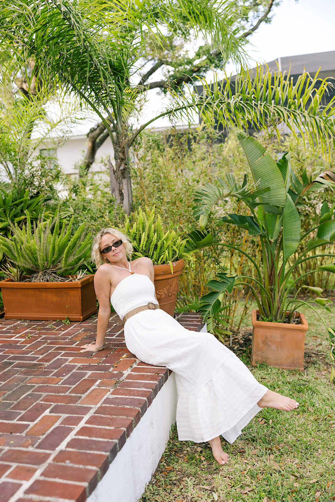 Arden Belted Midi Dress - Off White