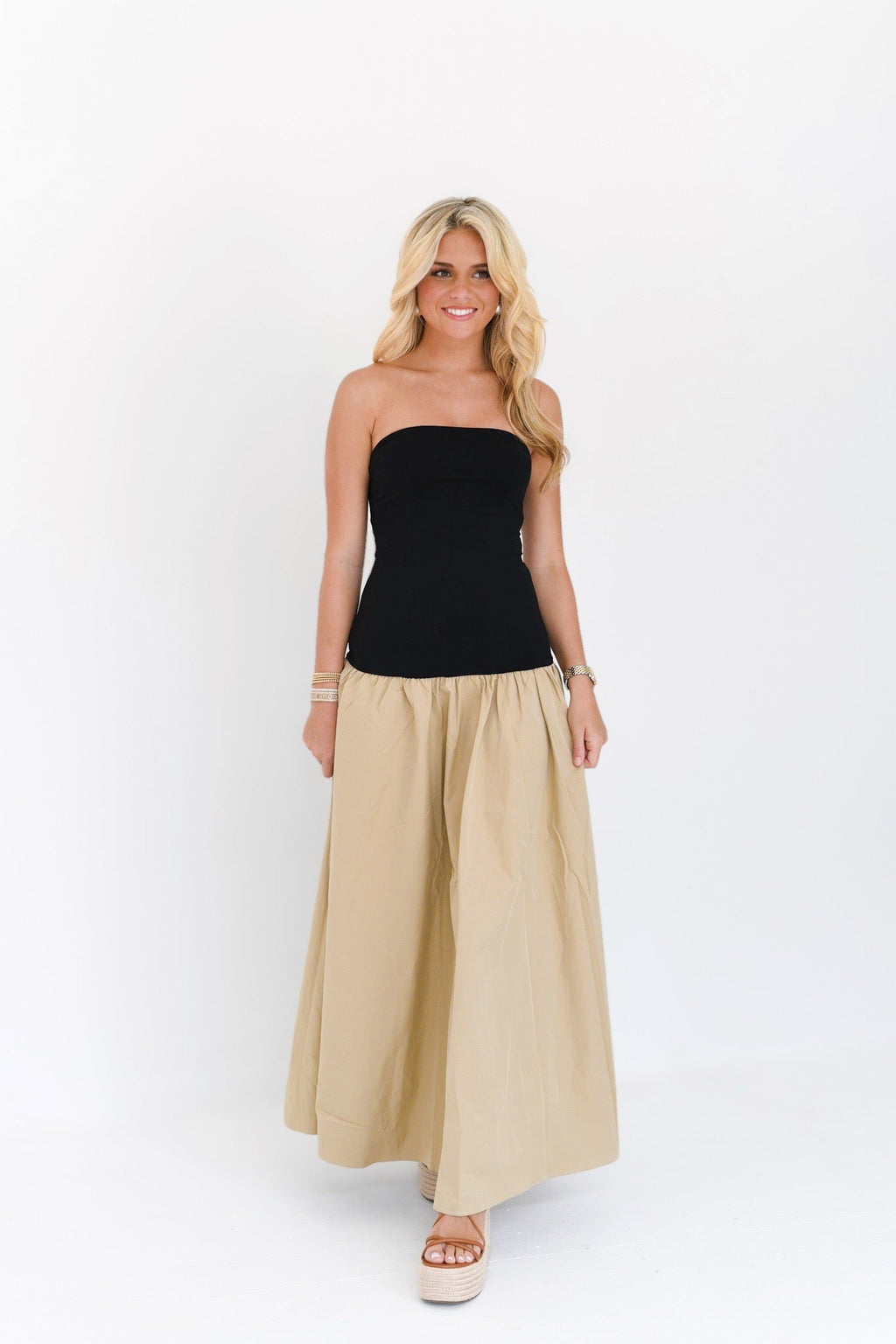 Dorie Colorblock Tube Dress - Black/Beige