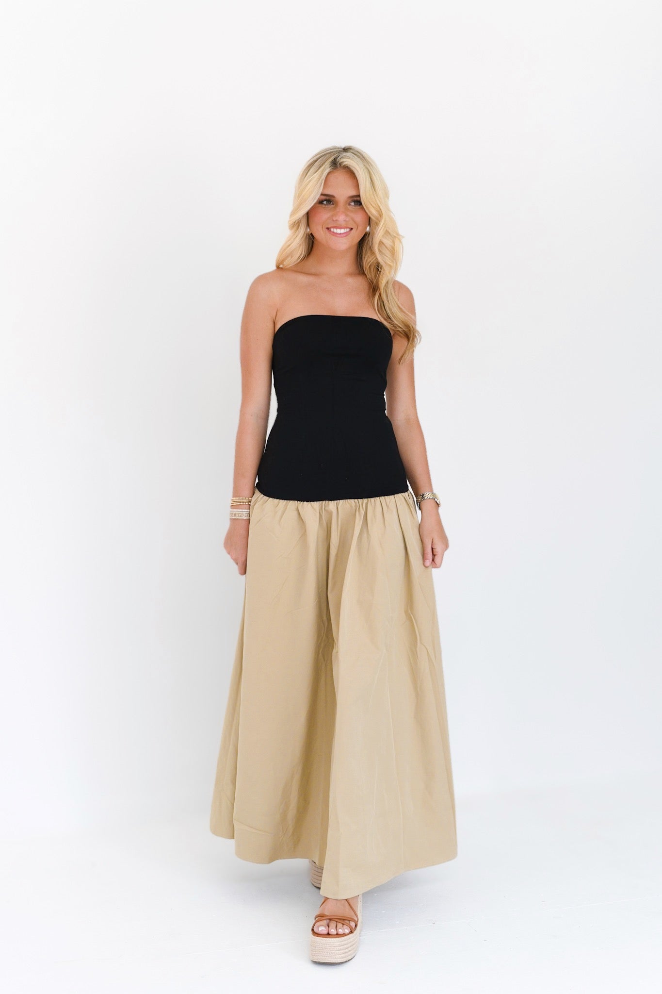 Dorie Colorblock Tube Dress - Black/Beige