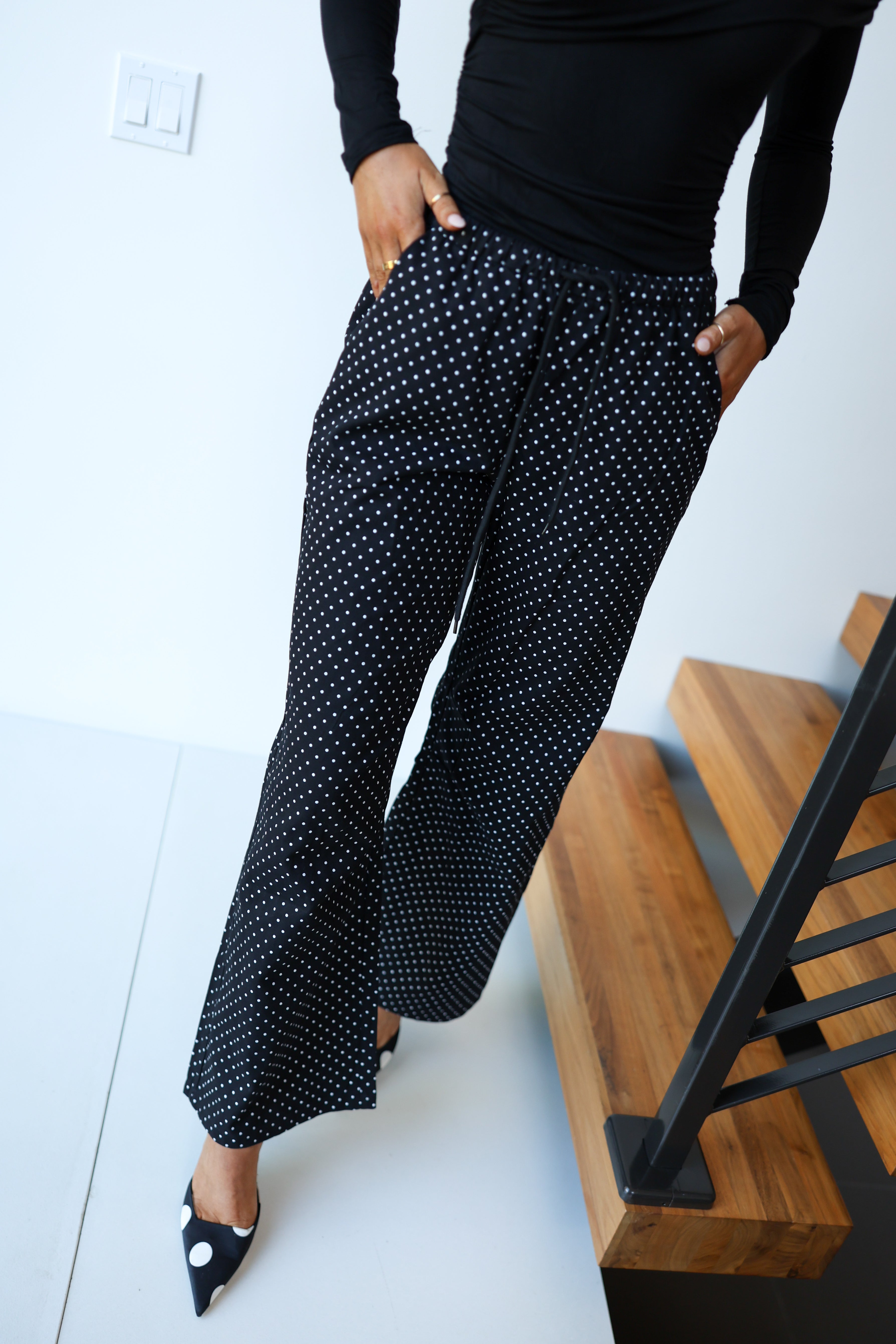 Angelica Polka Dot Pants - Black