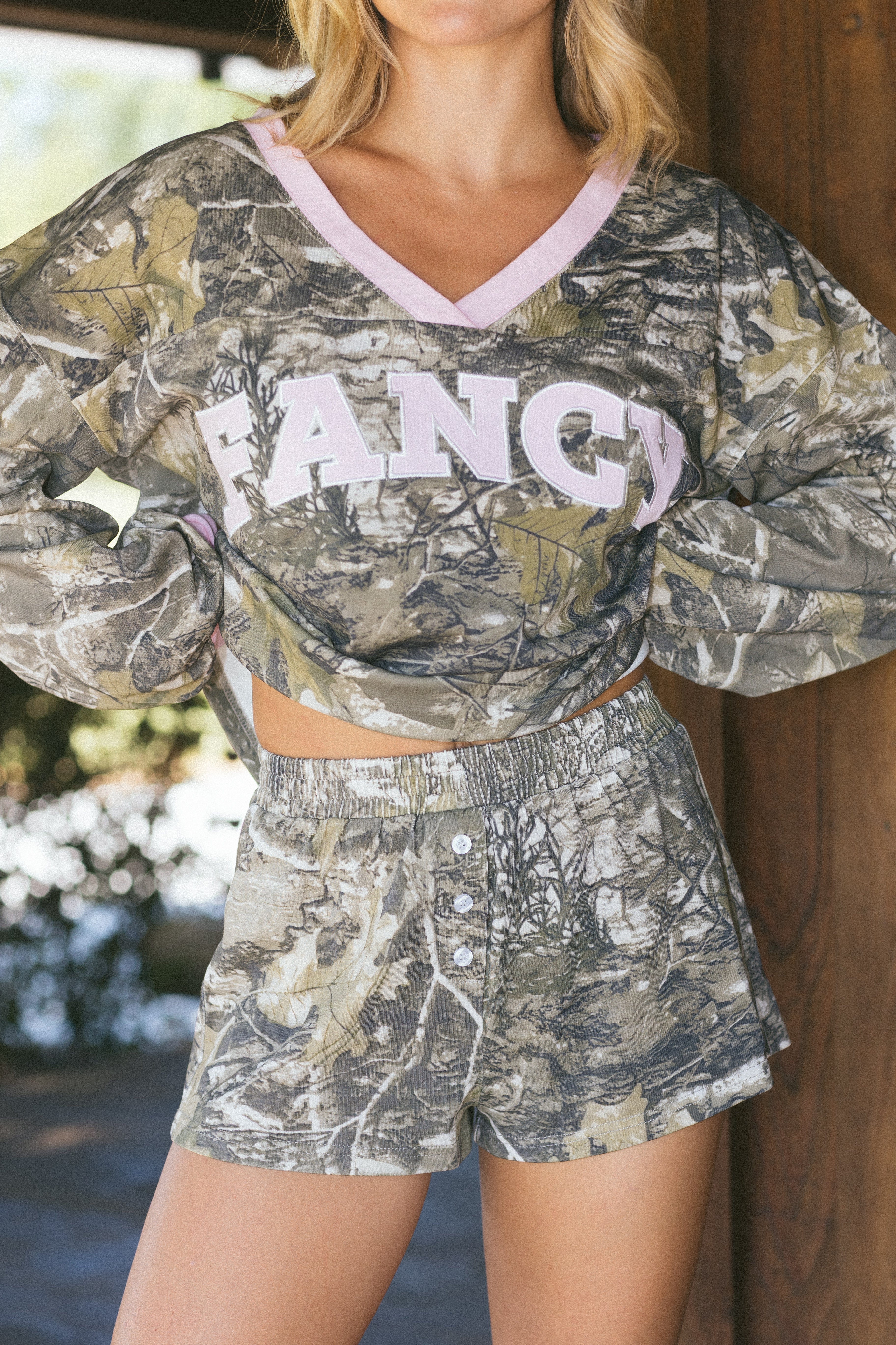 Fancy Button Shorts - Camo (PREORDER)