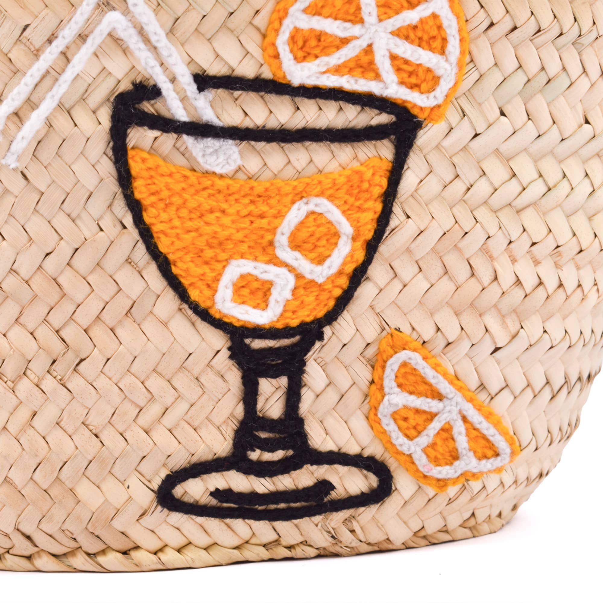 Handwoven Spritz Basket with Orange Cocktail Design