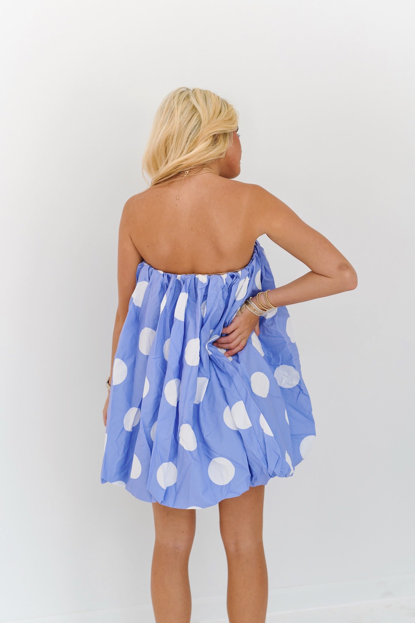 Livvy Mini Bubble Dress - Purple Polka Dots