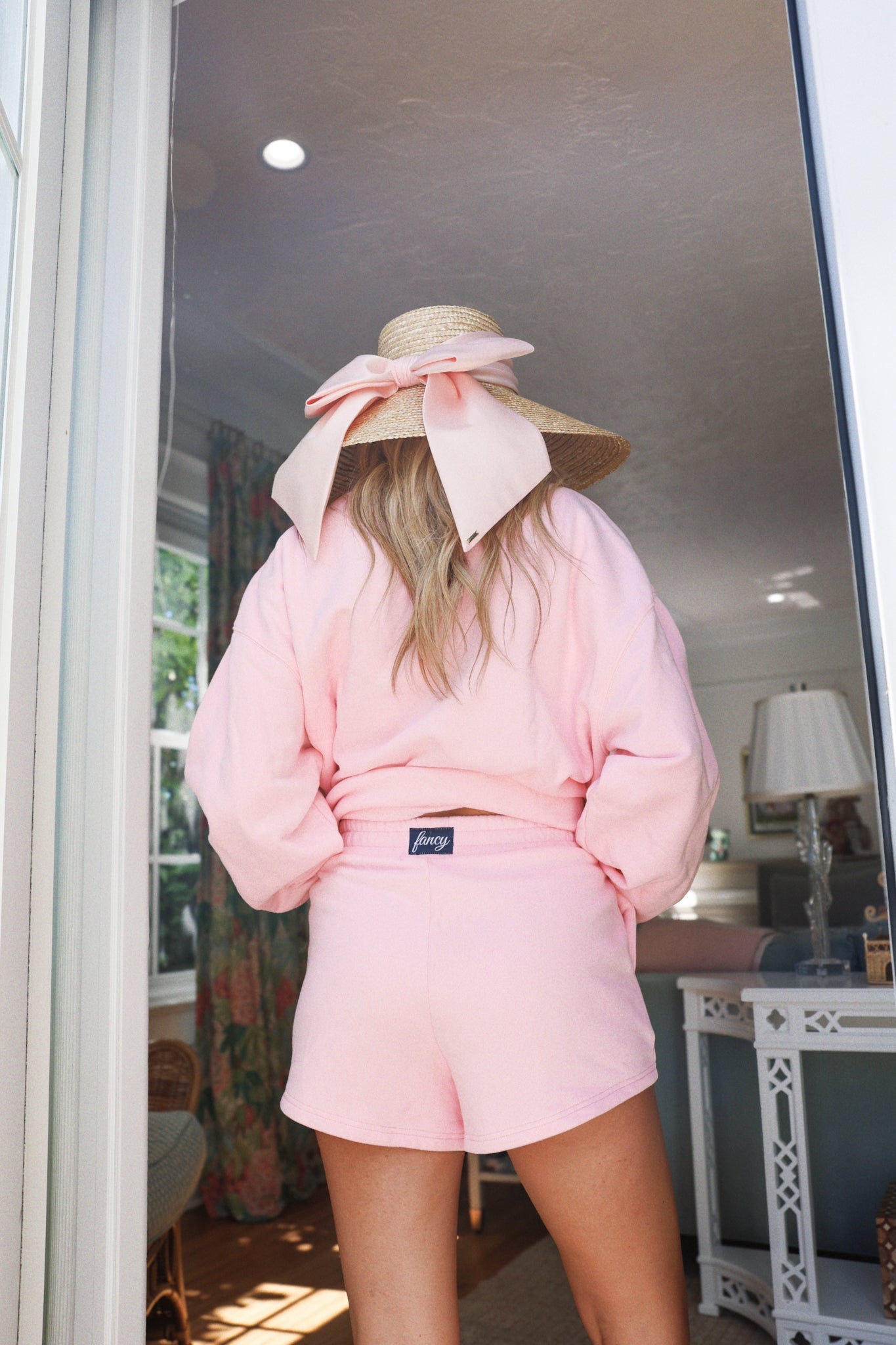 Fancy Fleece Lined Mini Shorts - Powder Pink