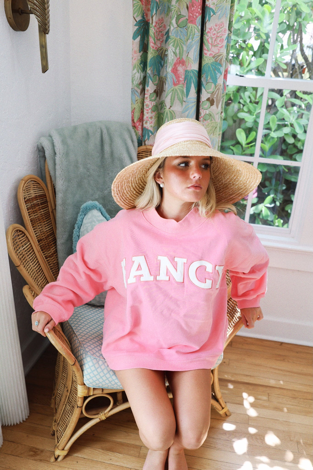 Fancy Oversized Fleece Mockneck - Hibiscus/White