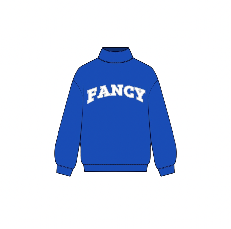 Fancy Oversized Fleece Lined Mockneck - Royal Blue