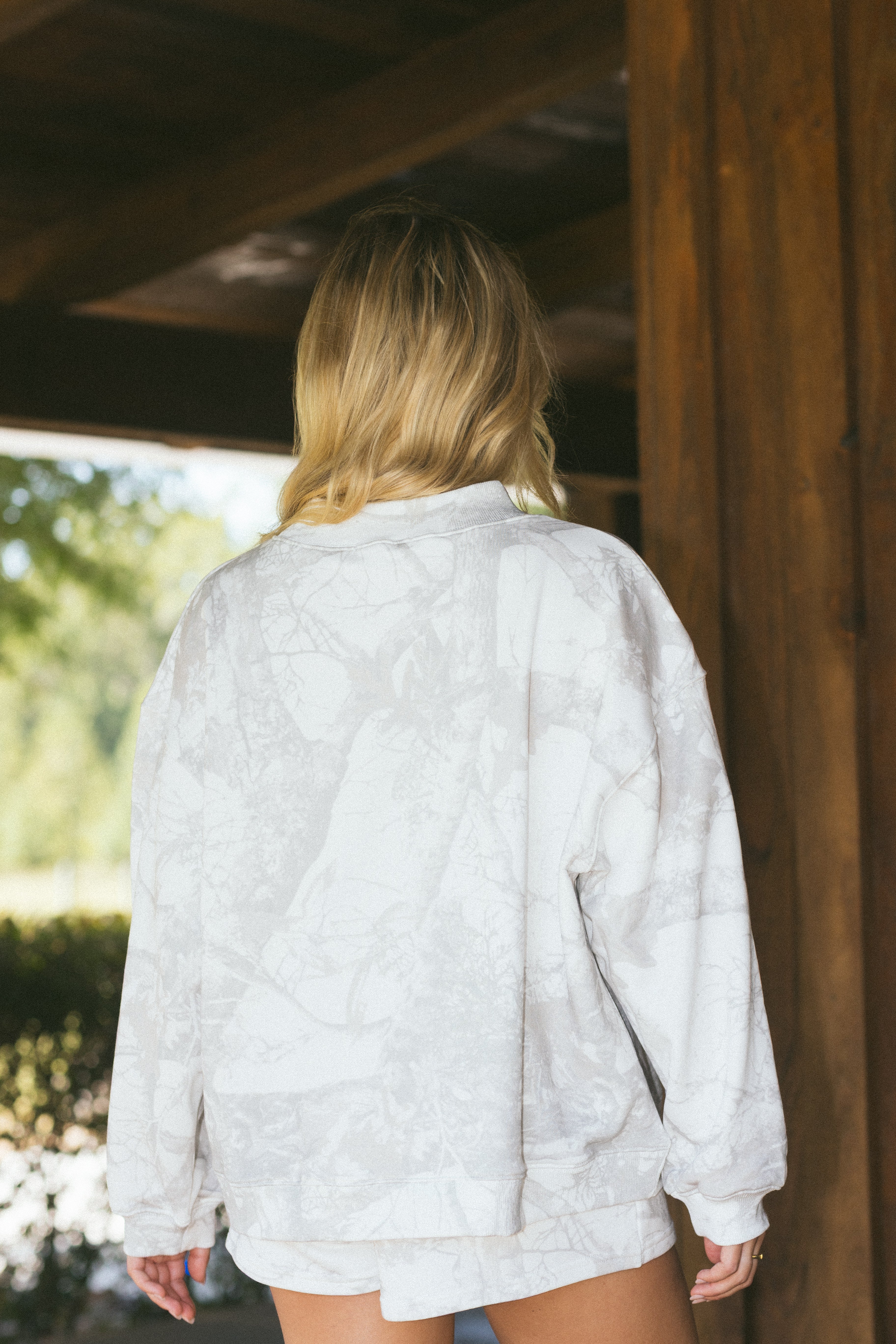 Fancy Oversized French Terry Mockneck - White Camo