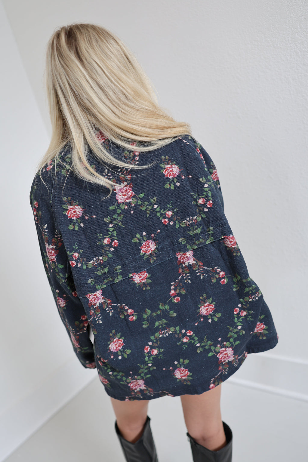 Floral Printed Utility Jacket - Blossom Blue