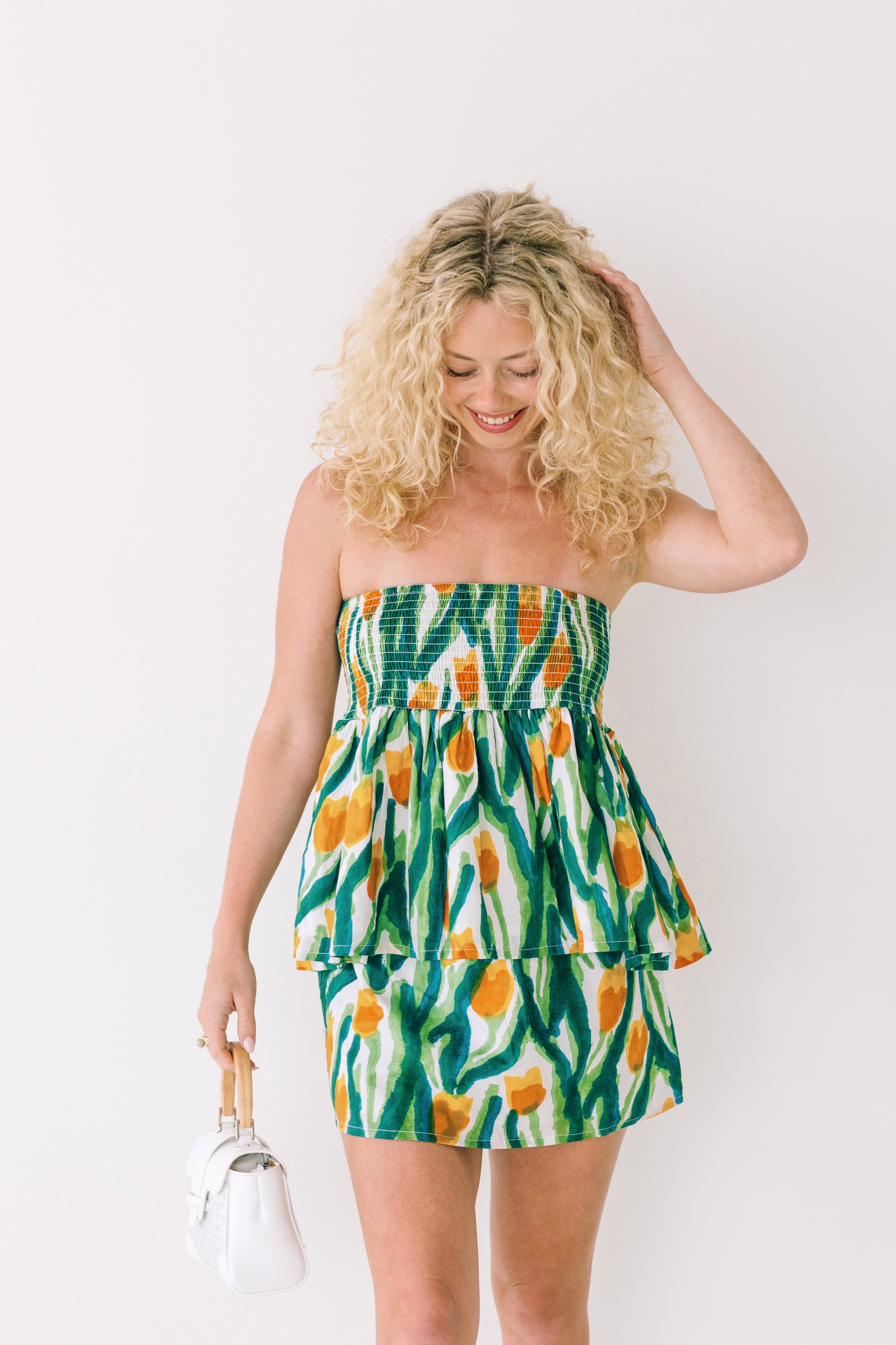 Cathy Frill Top and Skirt Set - Green Tulip