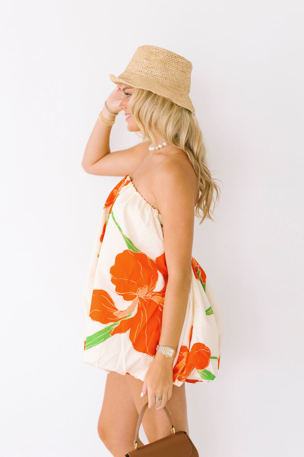 Gabby Bubble Dress - Natural Orange
