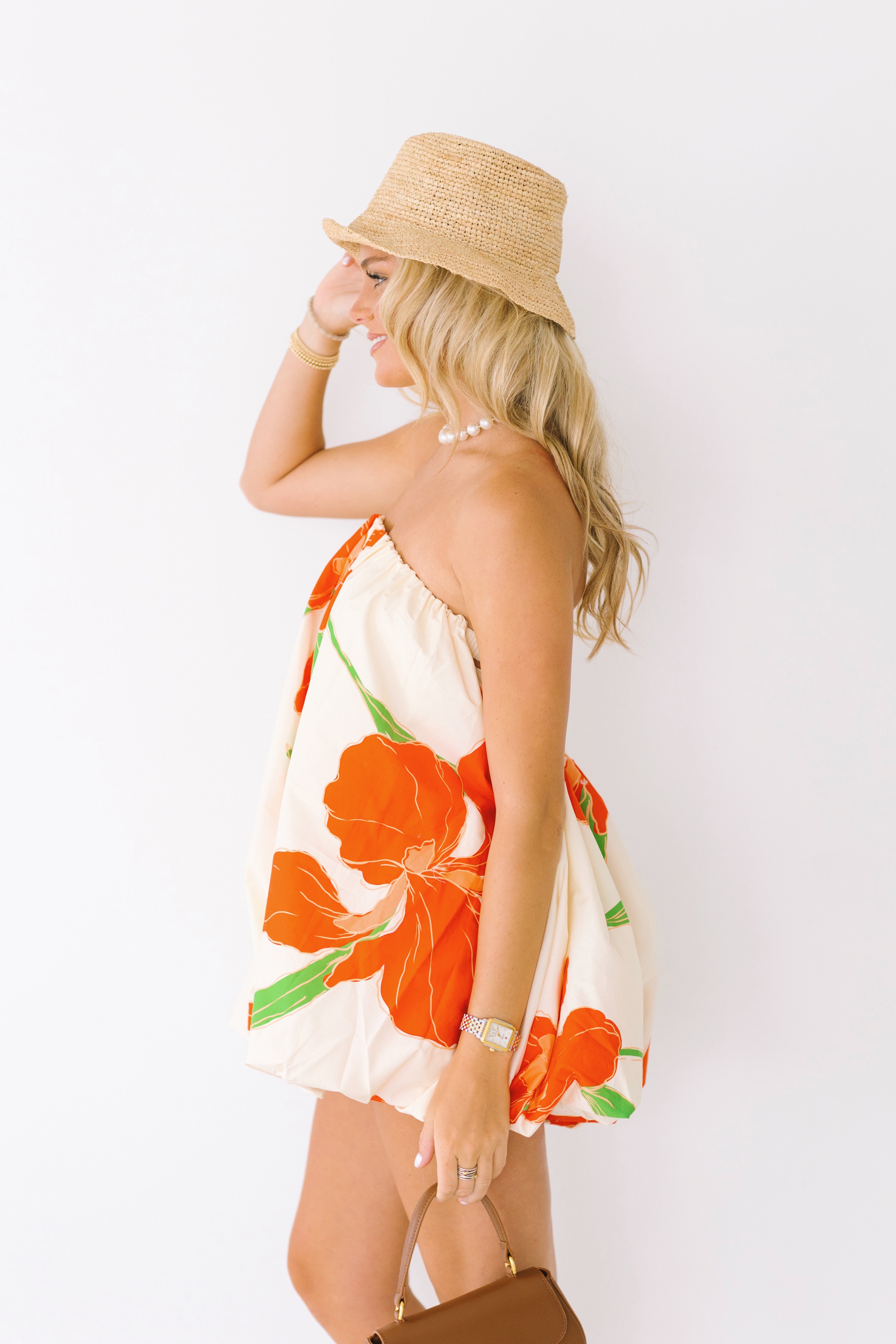 Gabby Bubble Dress - Natural Orange