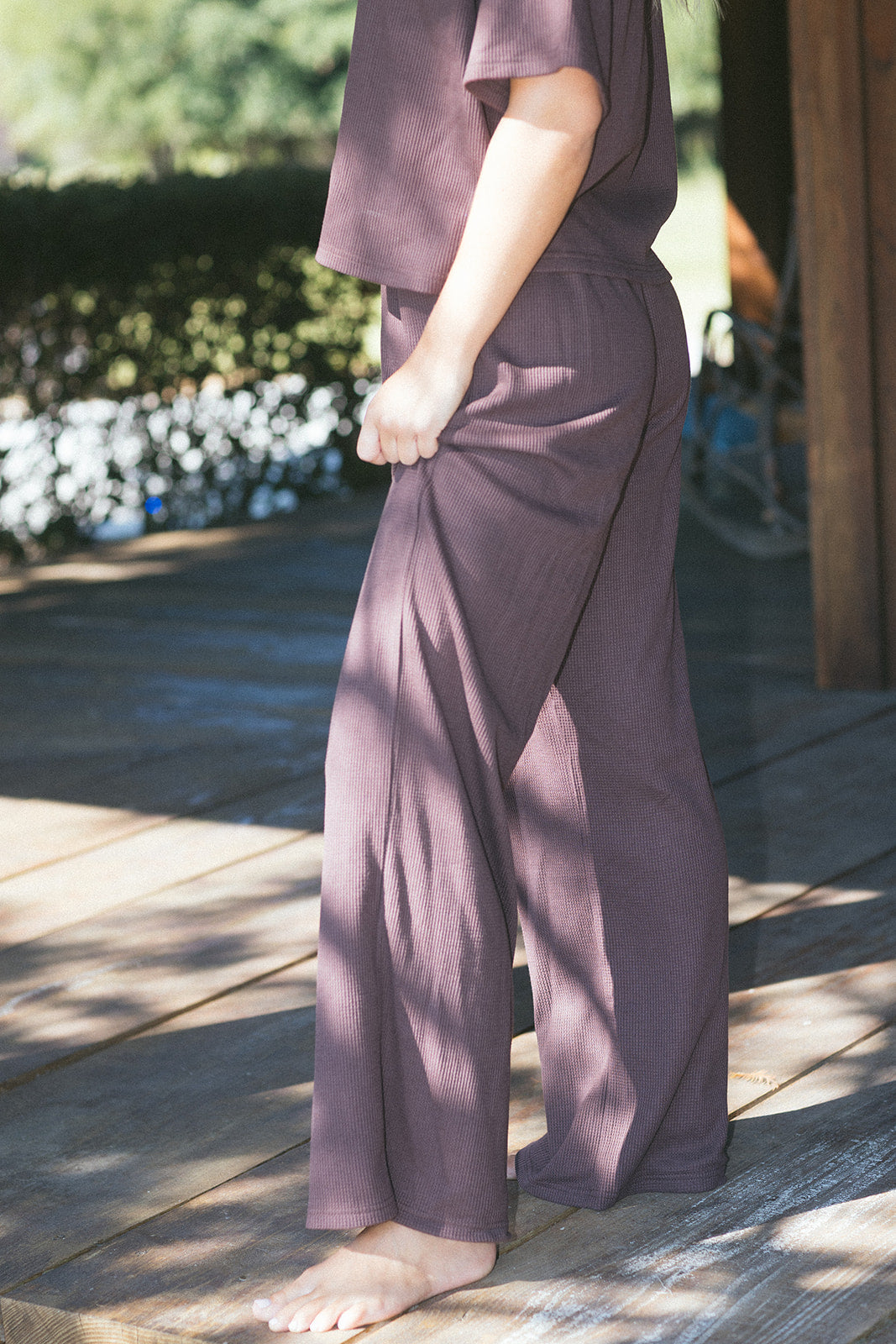 Fancy Waffle Knit Pants - Chocolate