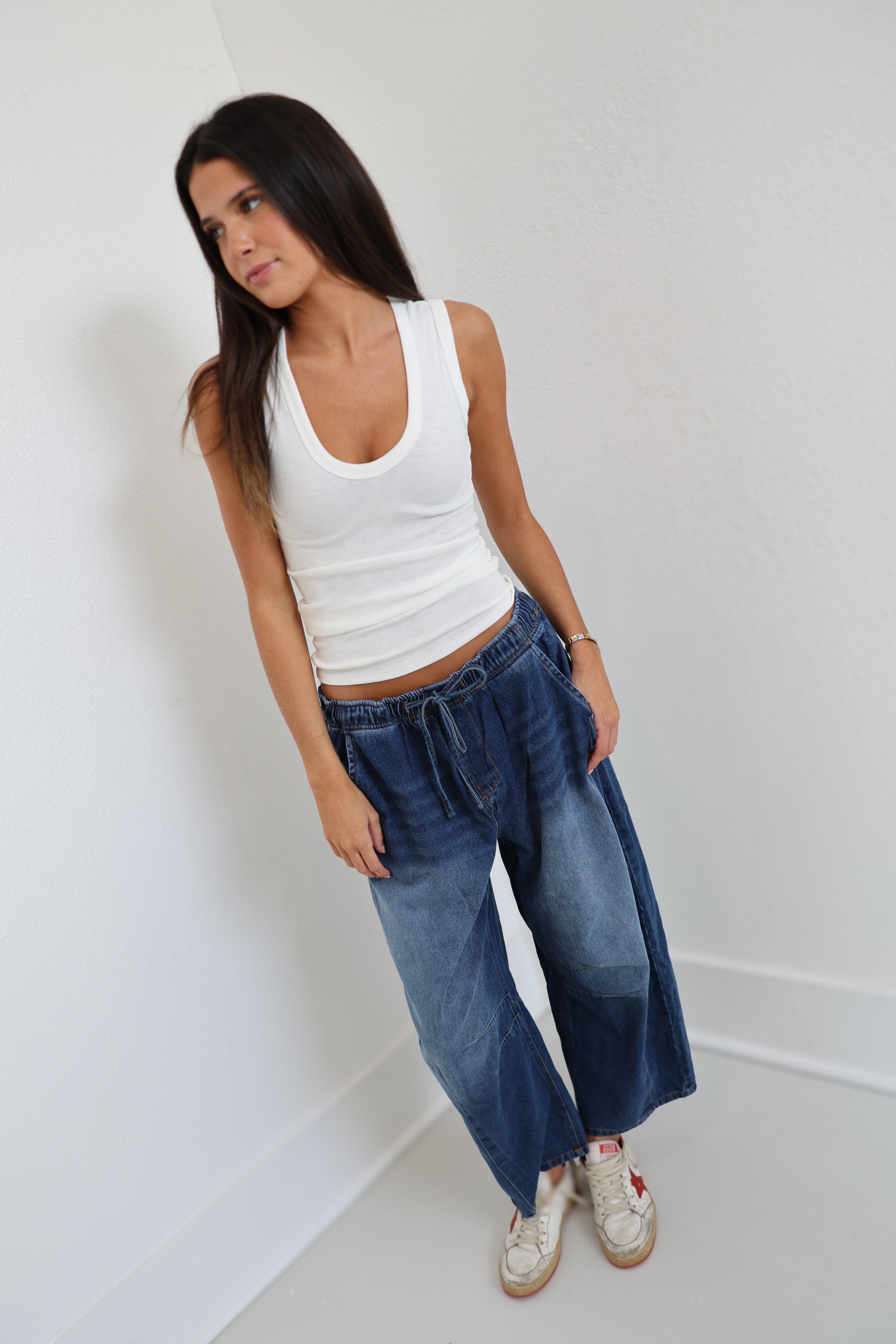 Whitney Barrel Denim Pants - Dark Denim