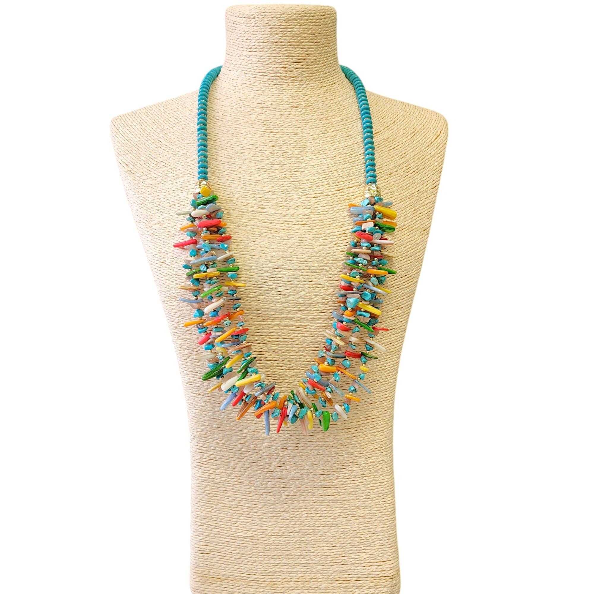 Beaded Boho Necklace - Turquoise