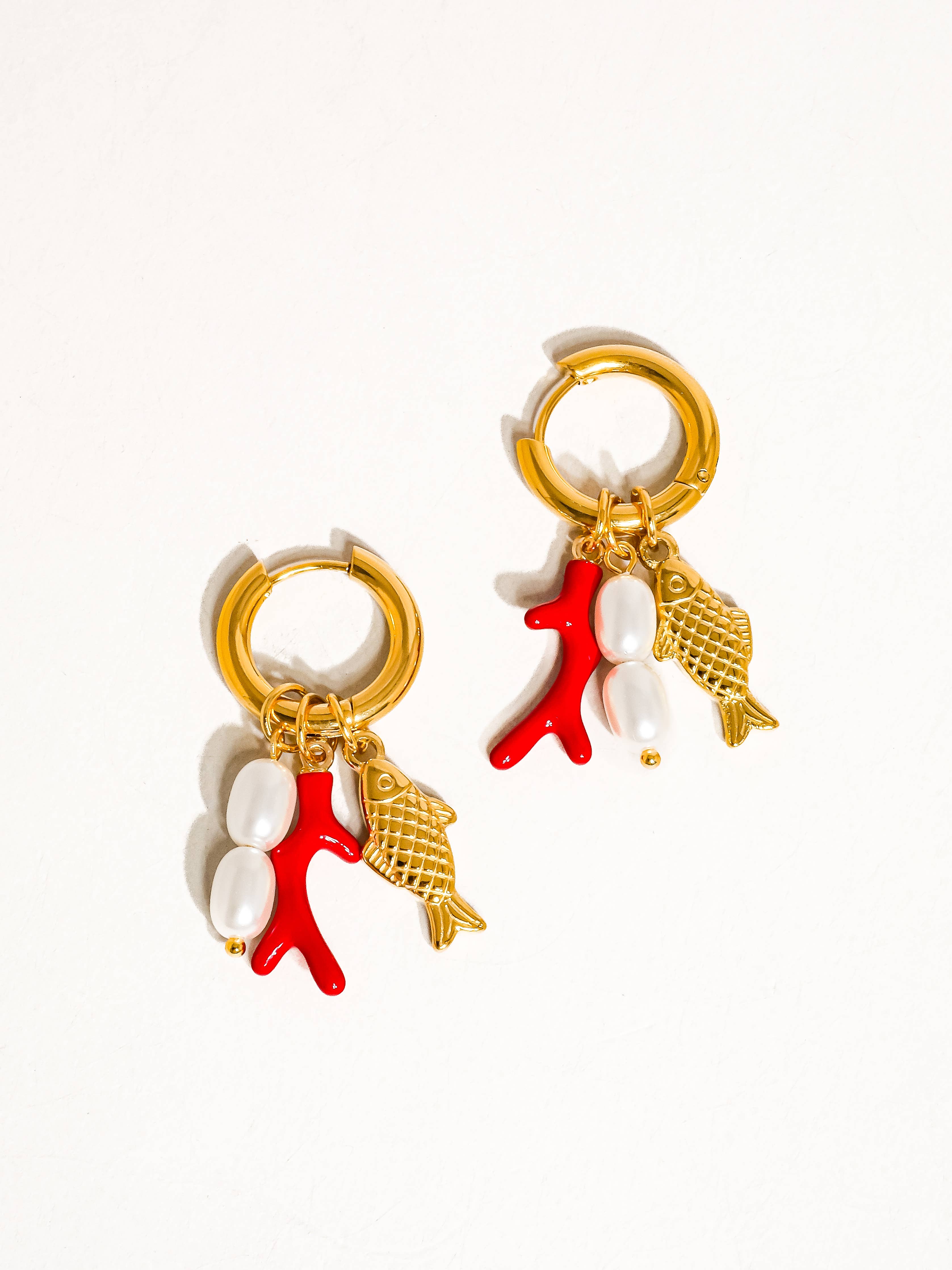 Rocaille Fish Pearl Earrings