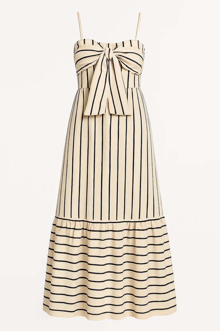 Sara Striped Maxi Dress - Nude/Black