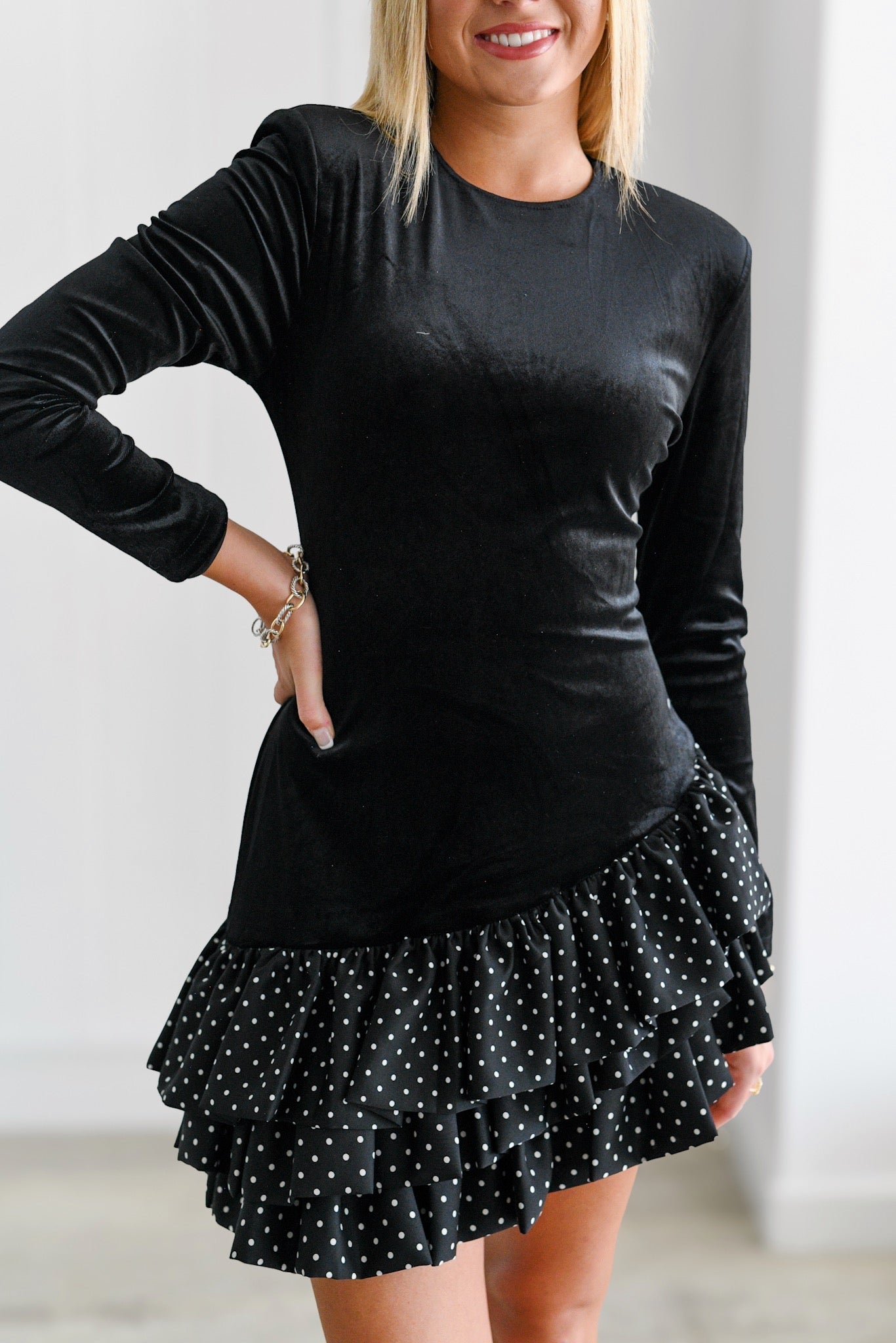 Sage Asymmetrical Velvet Mini Dress - Black