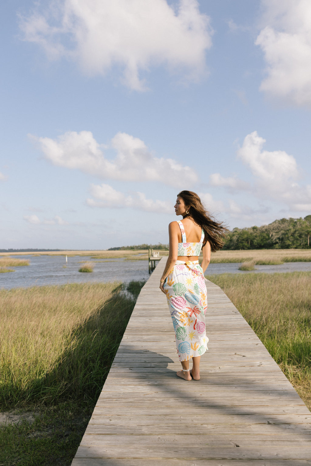 Elle Cutout Midi Dress - Ivory Multi