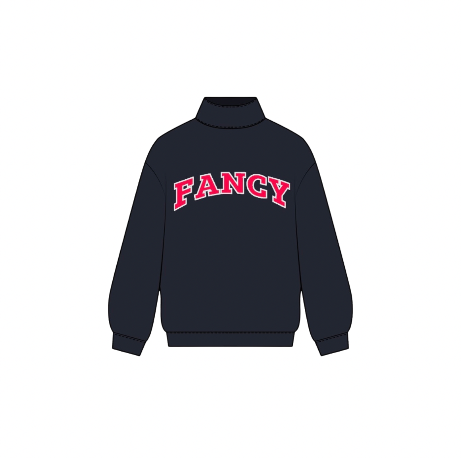 Fancy Oversized Fleece Mockneck - Black/Red