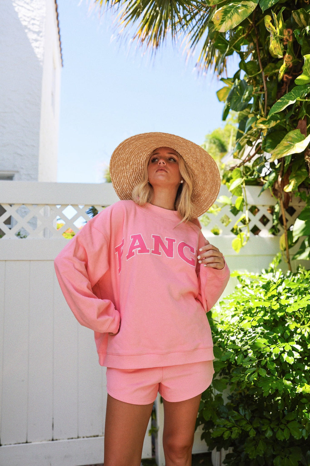 Fancy Oversized Fleece Mockneck - Hibiscus/Paradise Pink