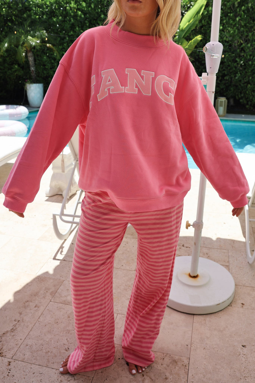 Fancy Striped Button Pants - Hibiscus/Paradise Pink