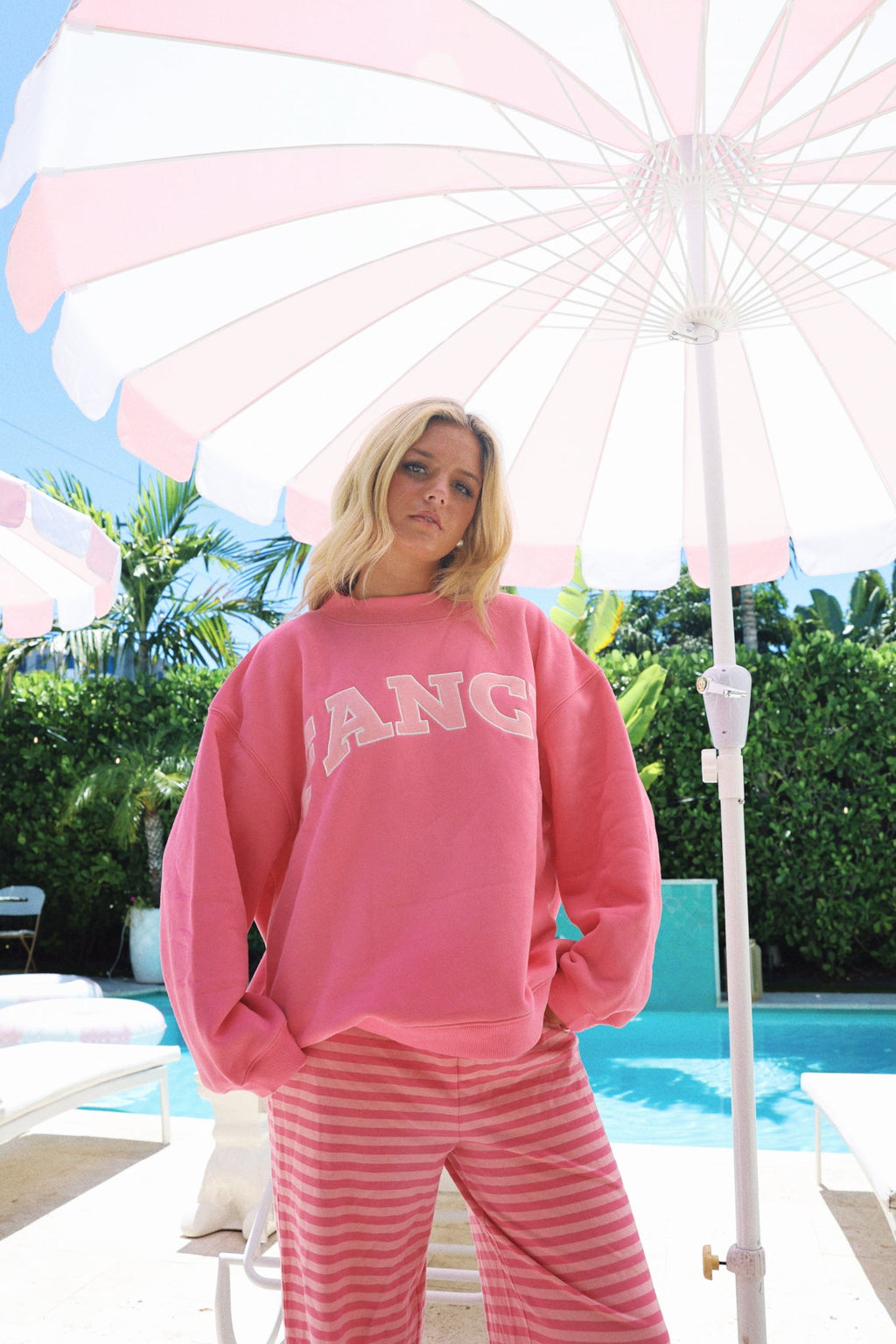 Fancy Oversized Fleece Mockneck - Paradise Pink/Hibiscus