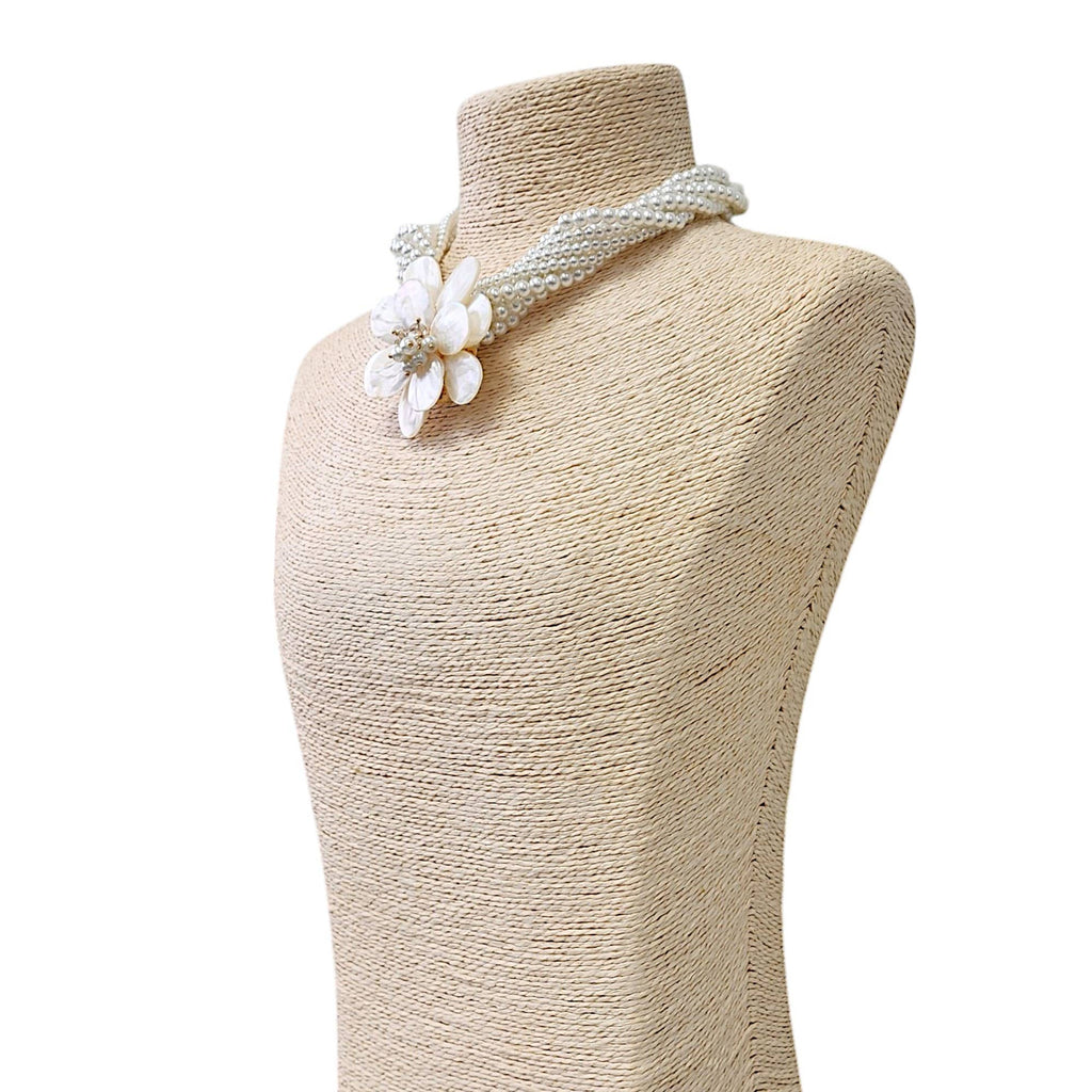 Presley Pearl Flower Necklace - White