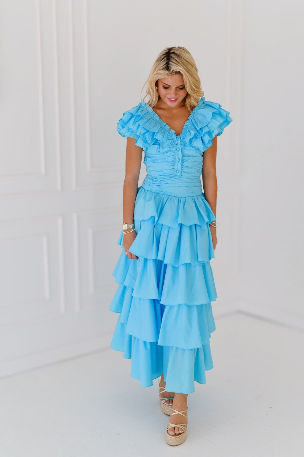 Tara Ruffle Skirt Set - Blue