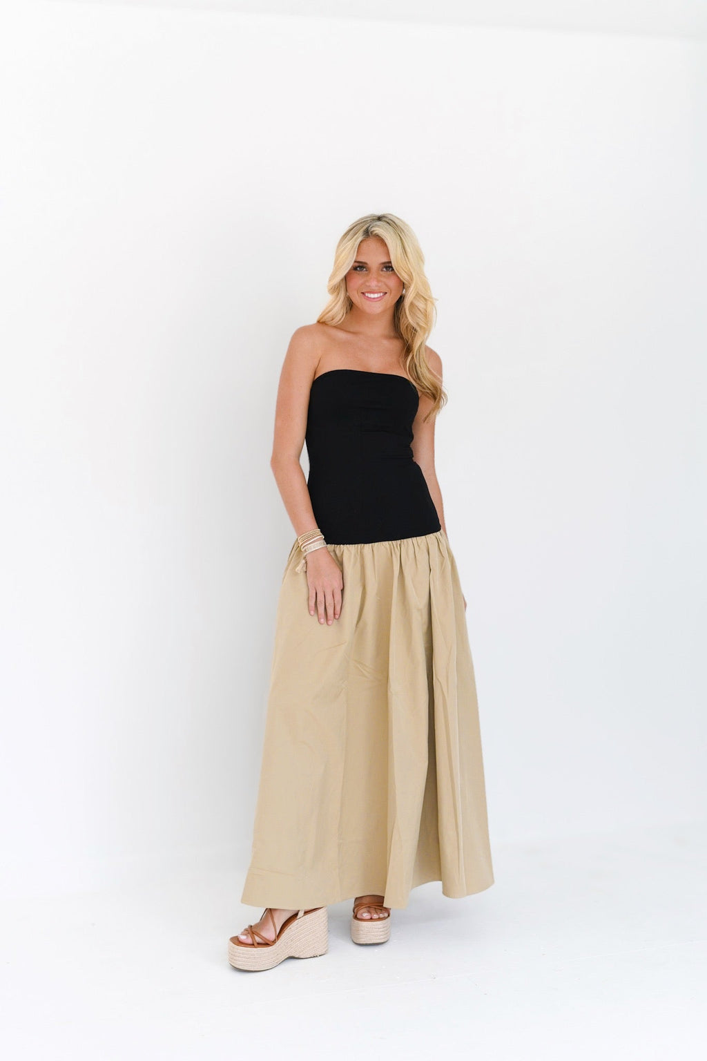 Dorie Colorblock Tube Dress - Black/Beige