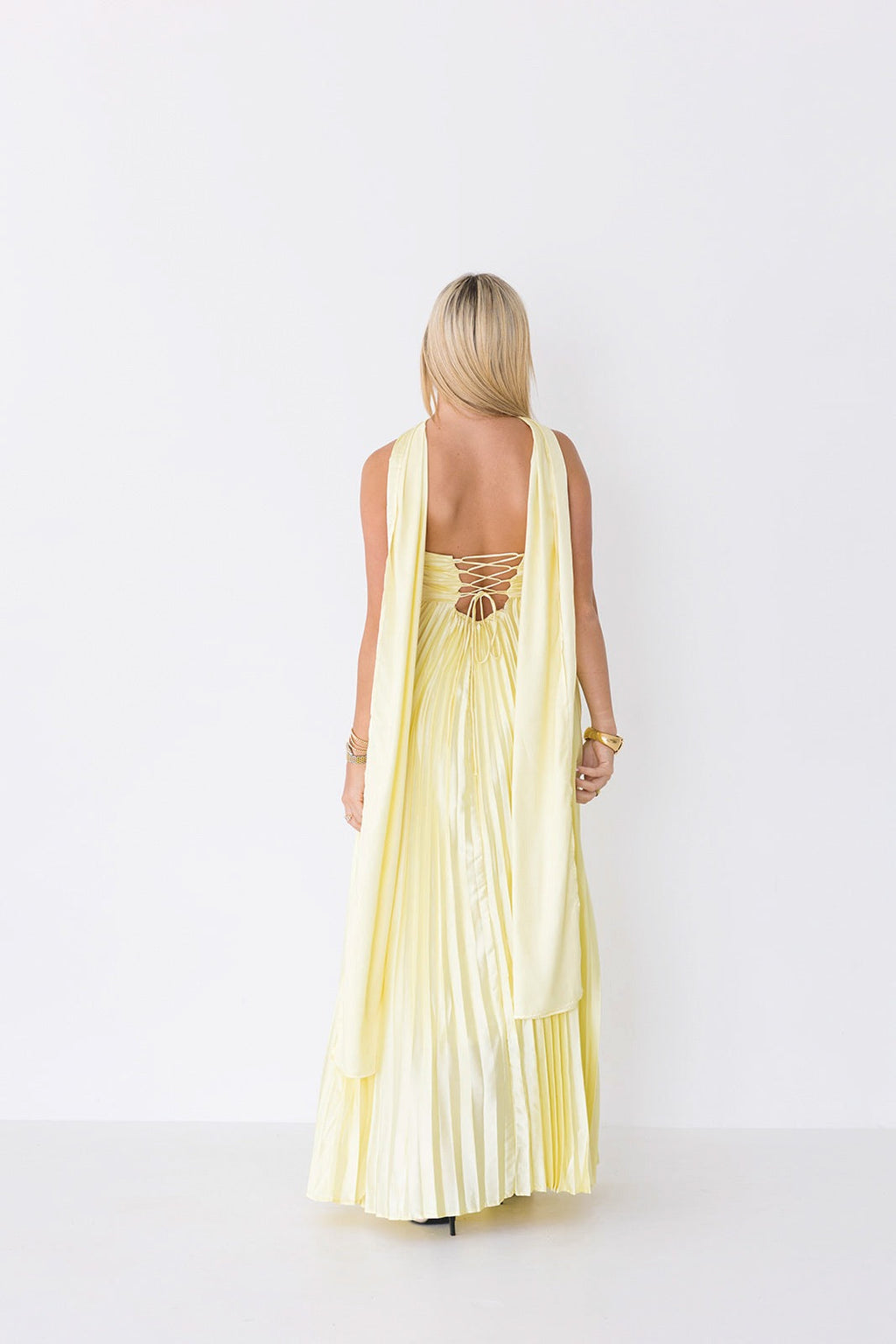 Serena Scarf Dress - Pale Yellow