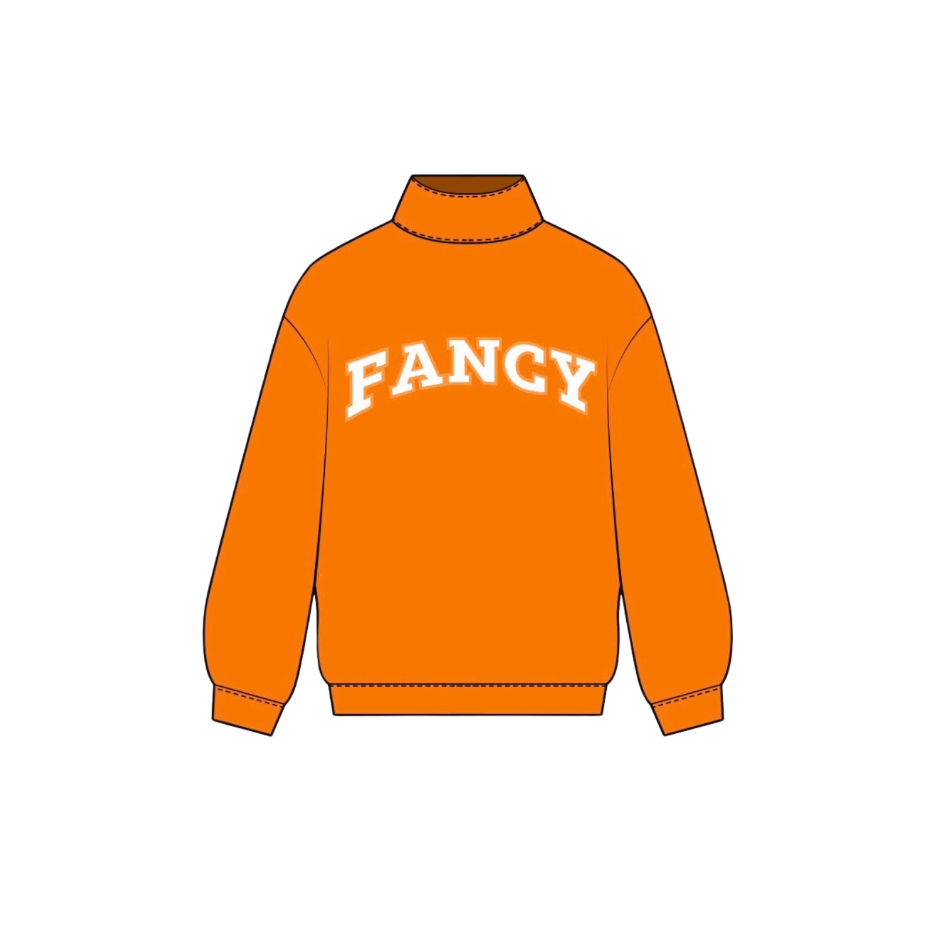 Fancy Oversized Fleece Lined Mockneck - TN Orange
